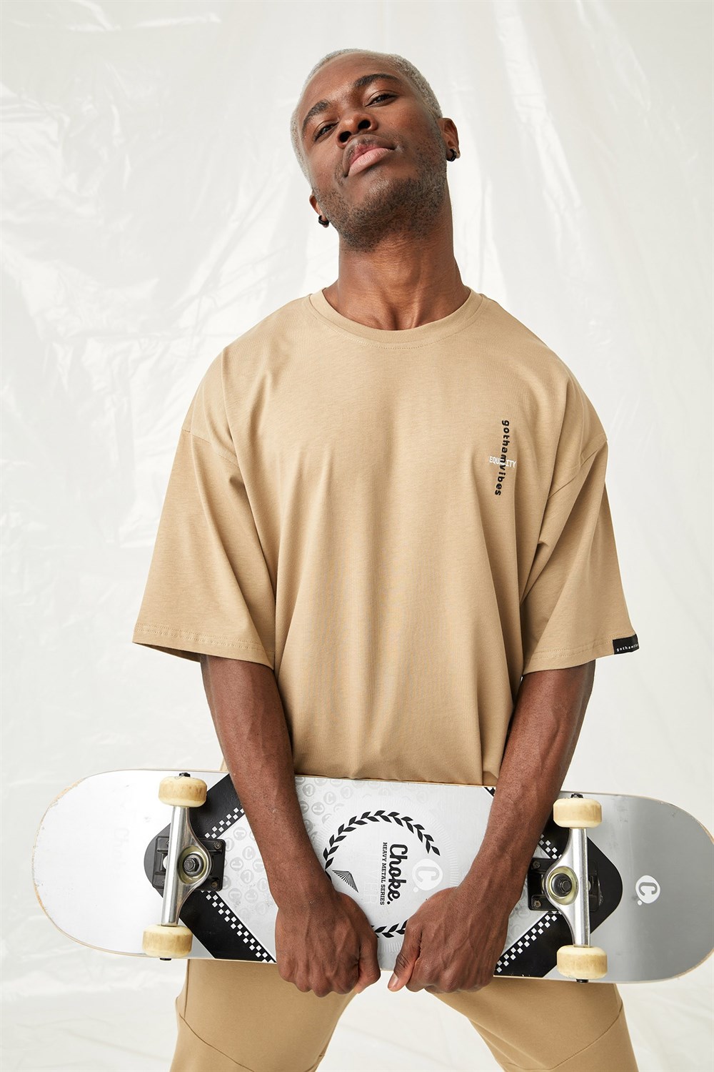Erkek Equality Oversize Bej T-Shirt