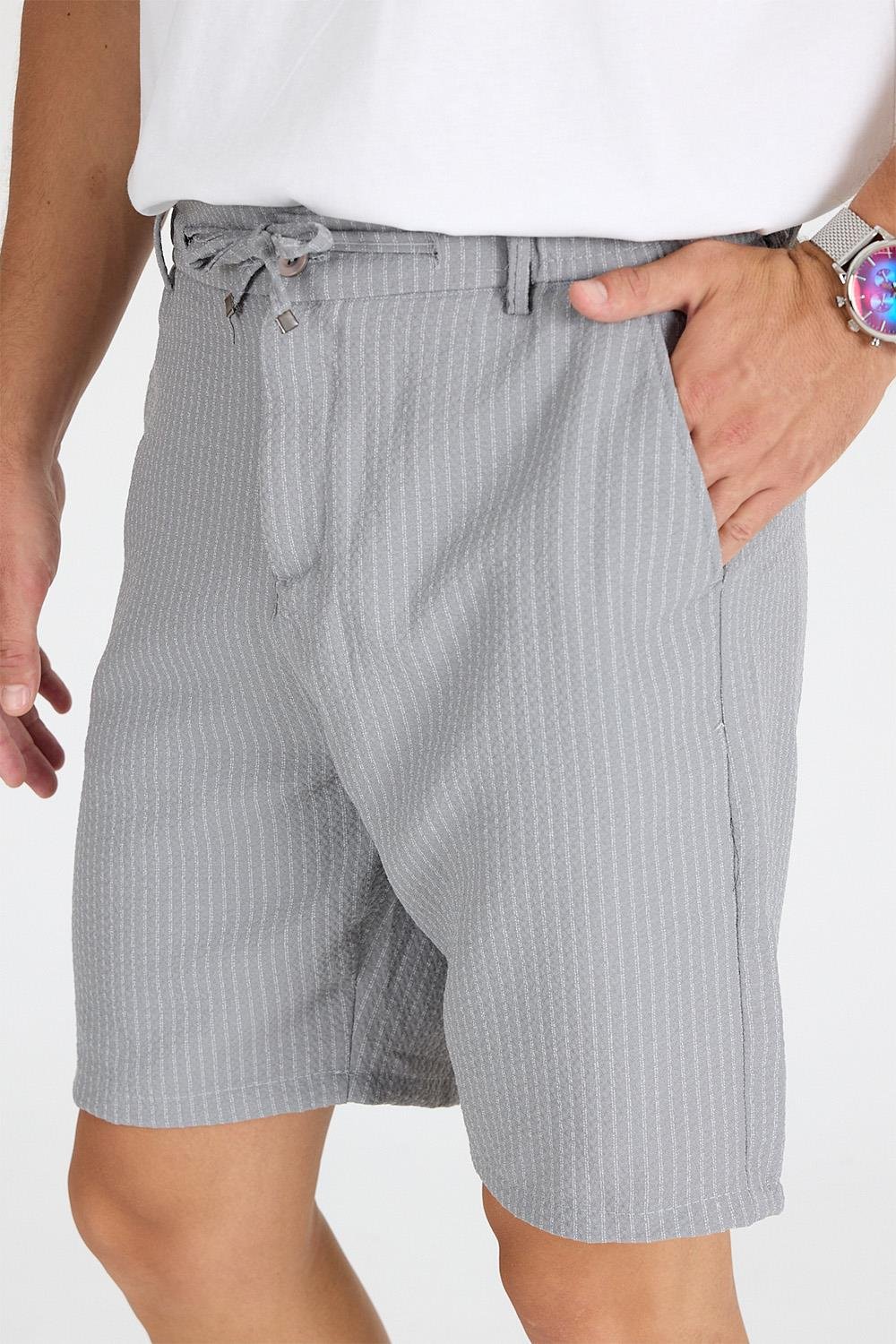 Erkek Füme Çizgili Şort