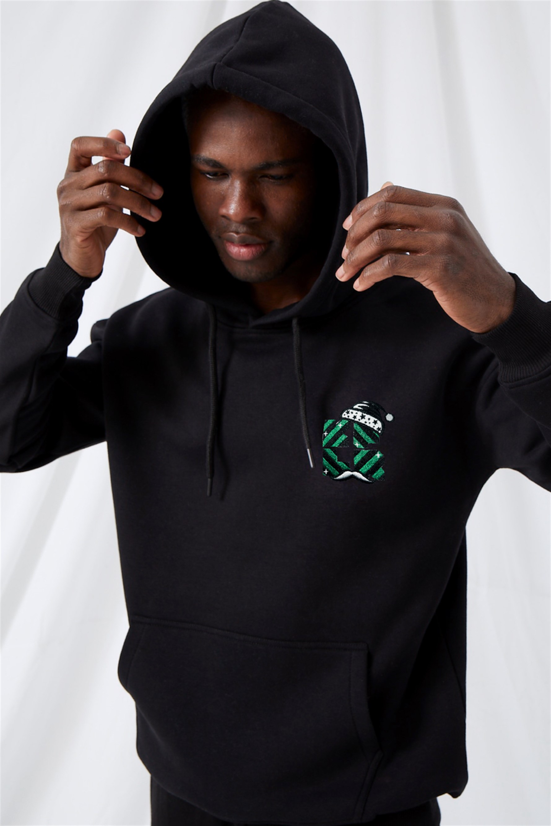 Erkek gothamVibes X Kafalar Oversize Siyah Hoodie Sweatshirt