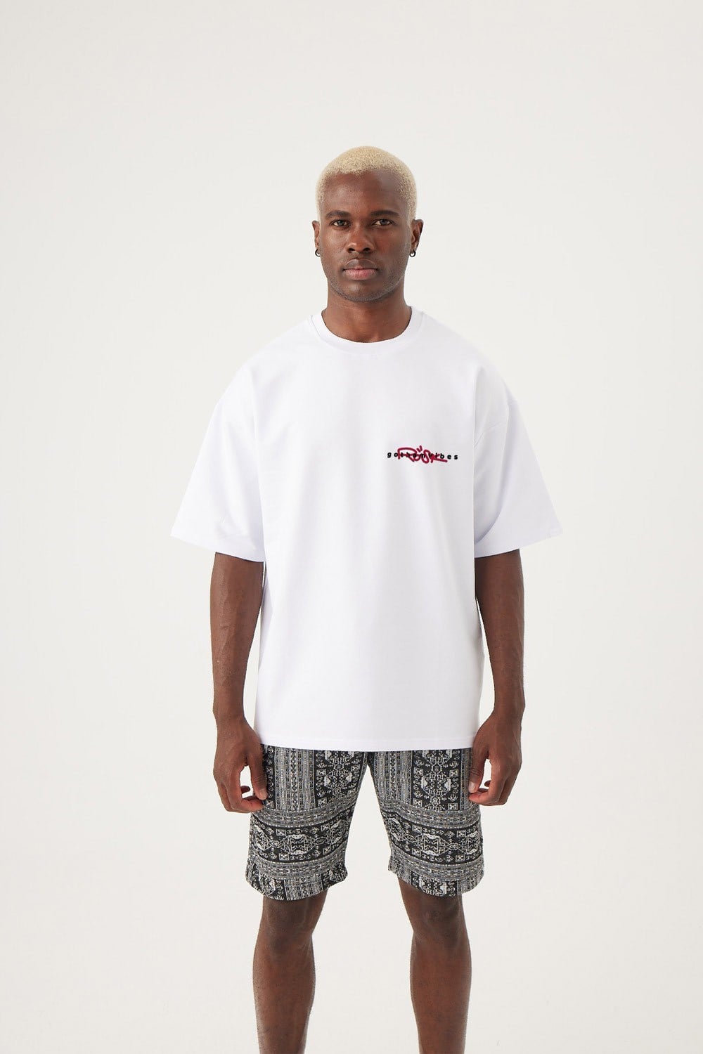 Erkek gothamVibes X Rosk Oversize Beyaz T-Shirt