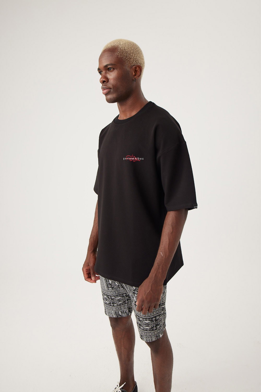 Erkek gothamVibes X Rosk Oversize Siyah T-Shirt