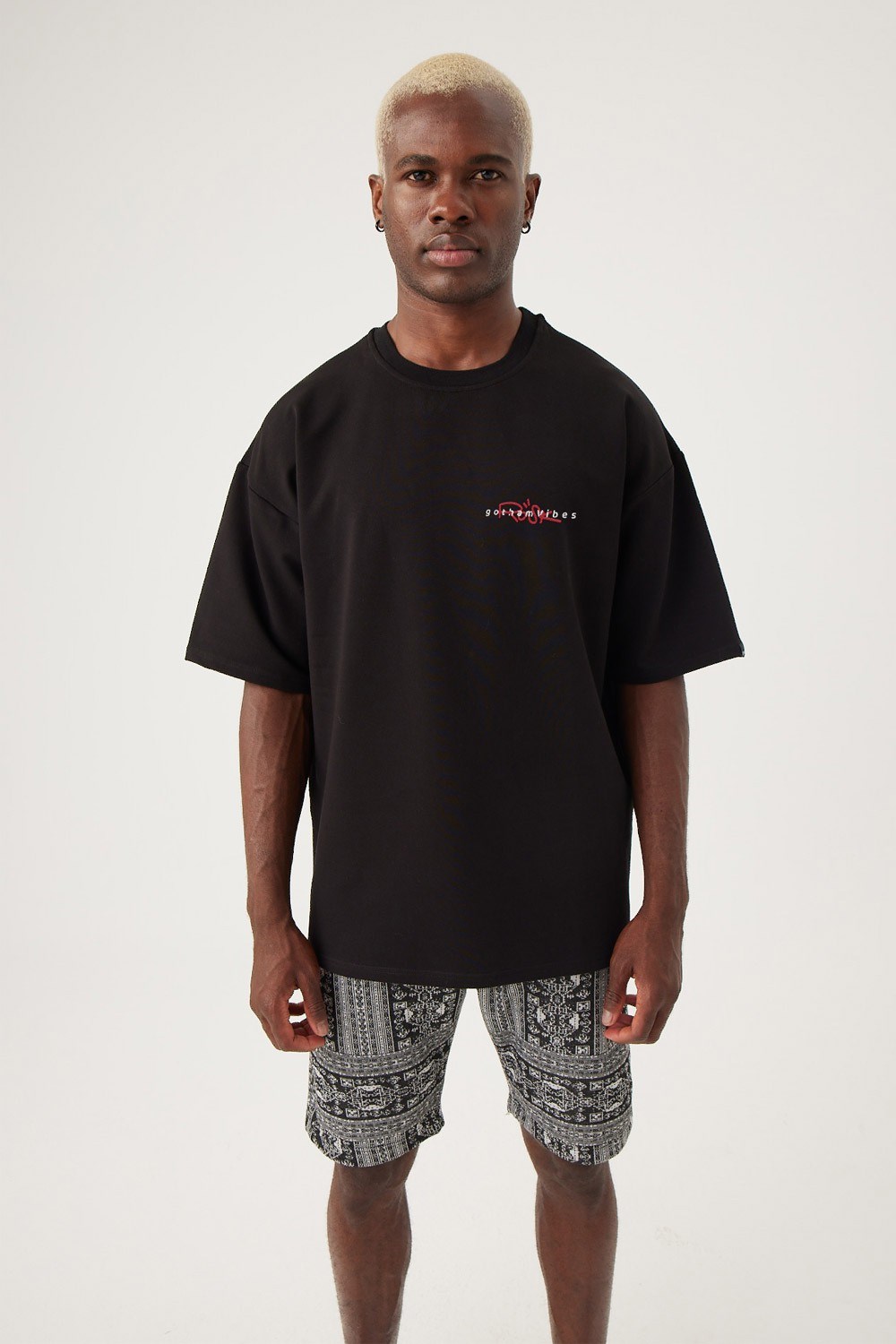 Erkek gothamVibes X Rosk Oversize Siyah T-Shirt