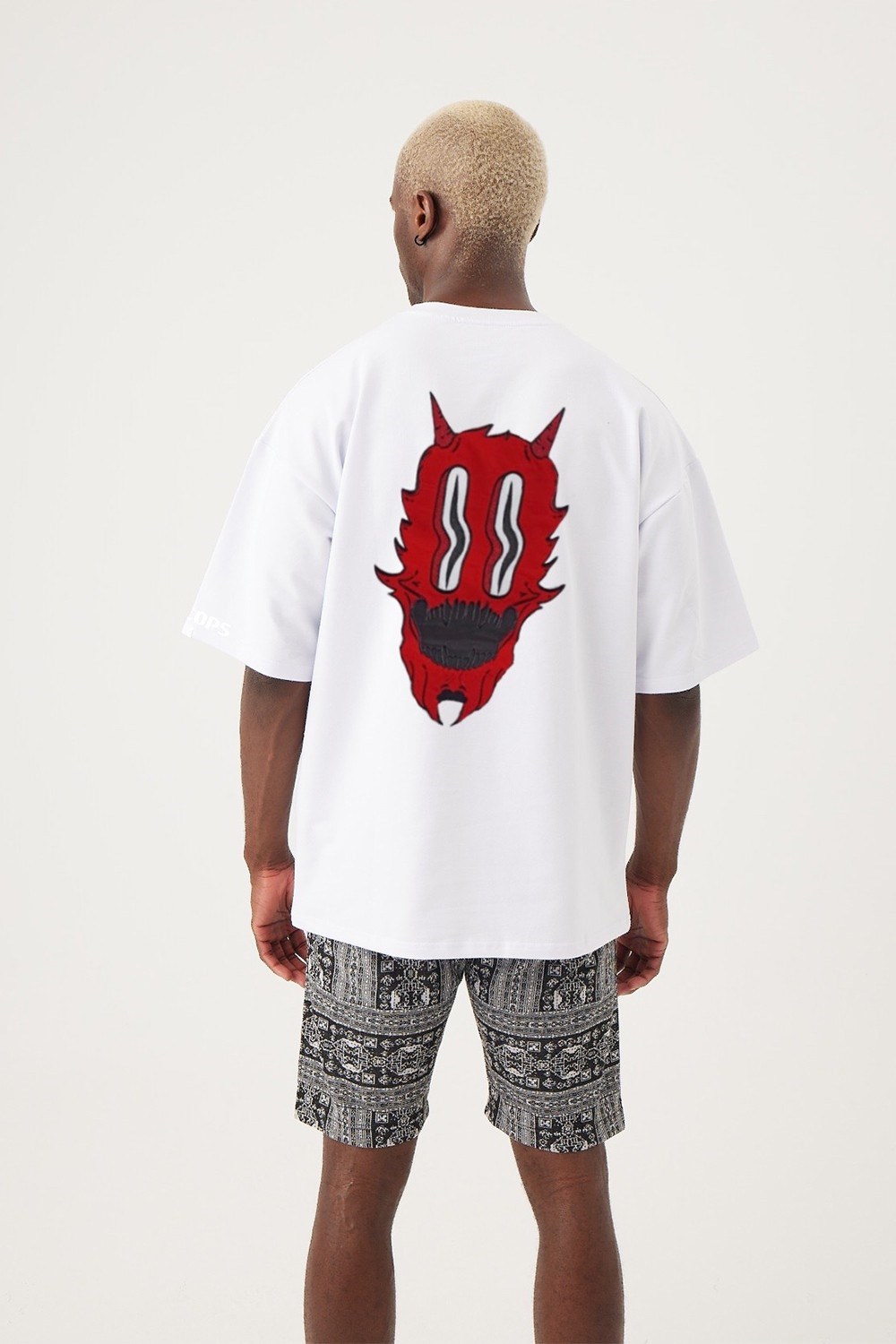 Erkek gothamVibes X Scops Devil Oversize Beyaz T-shirt