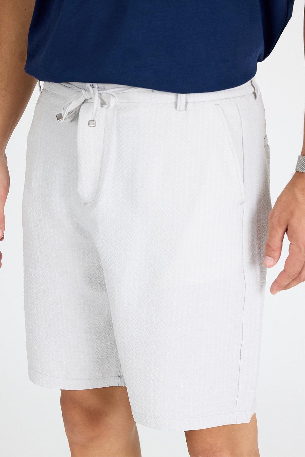 Erkek Gri Çizgili Şort