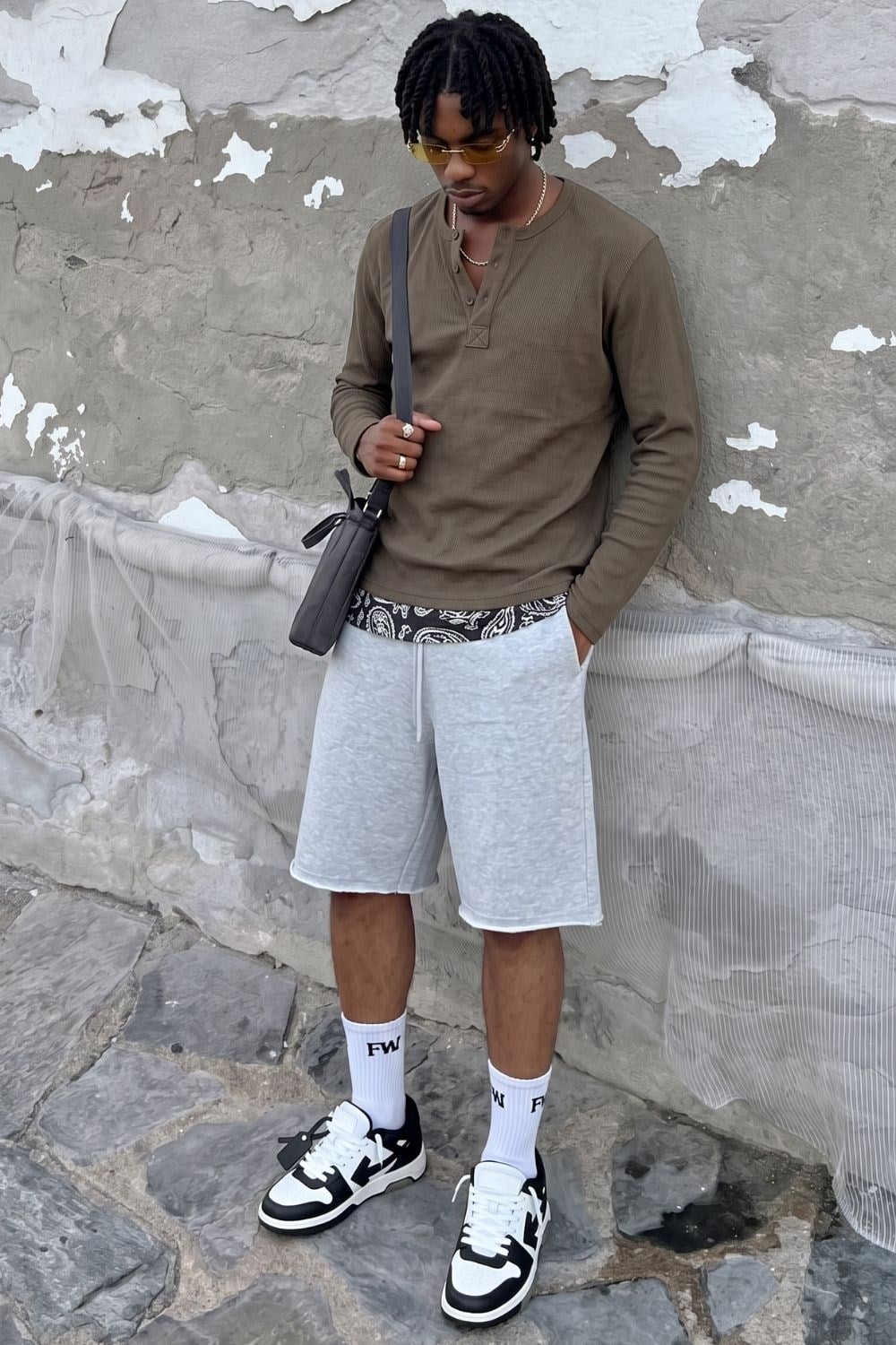 Erkek Haki Henley  T-Shirt