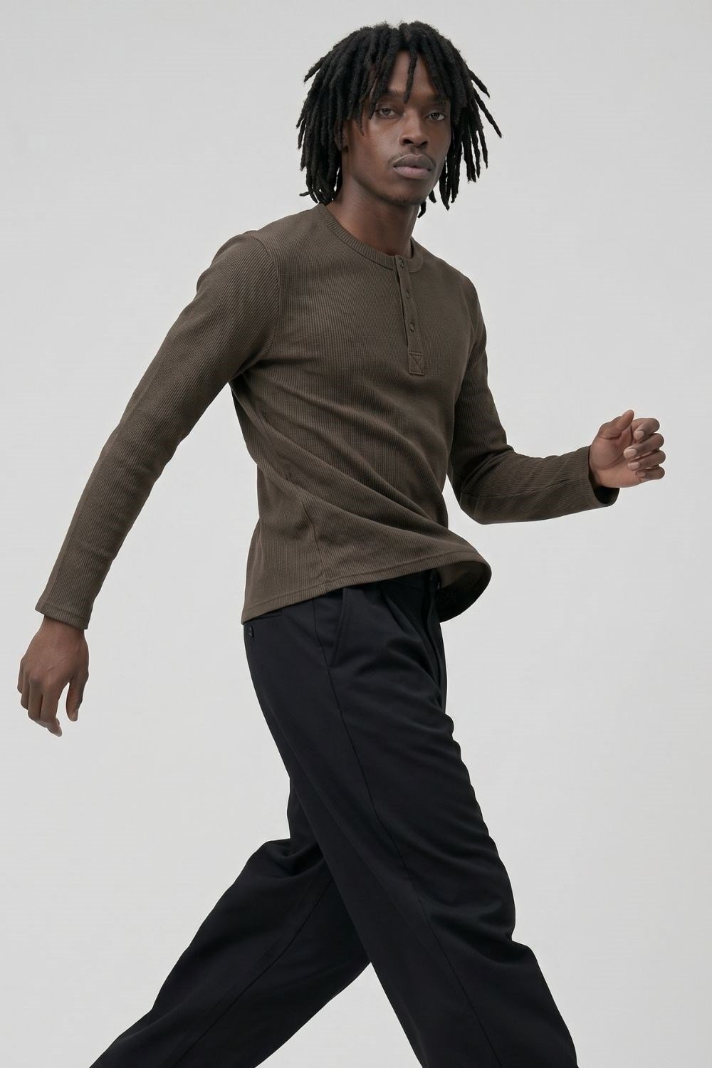 Erkek Haki Henley  T-Shirt