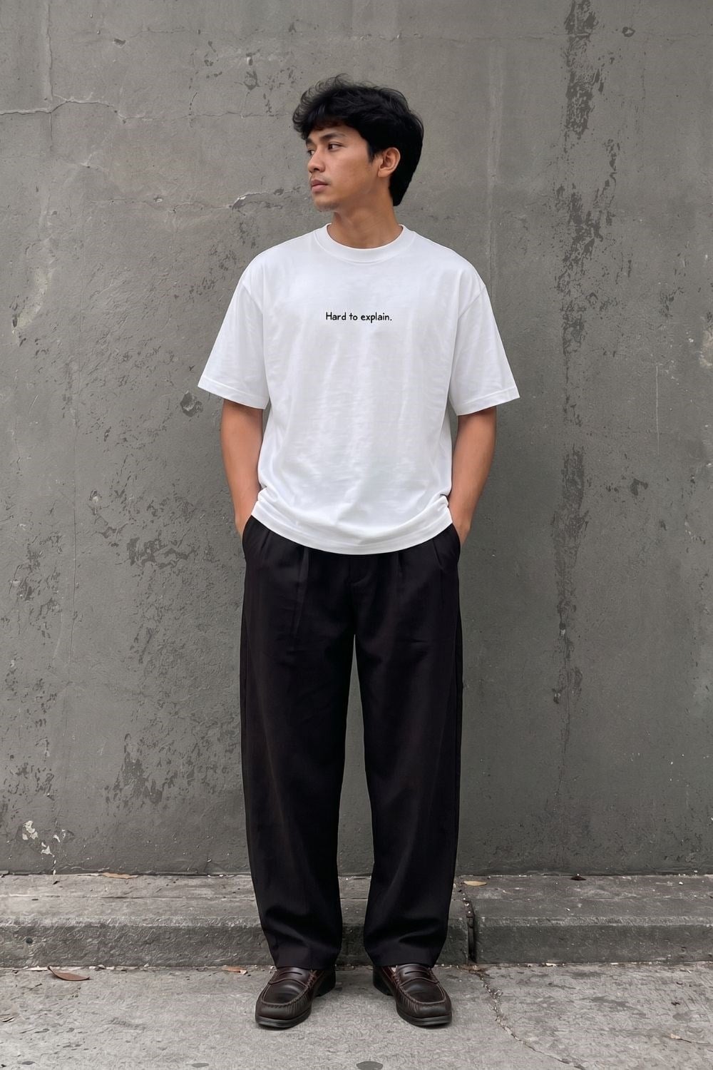 Erkek Hard To Explain Oversize Beyaz T-Shirt
