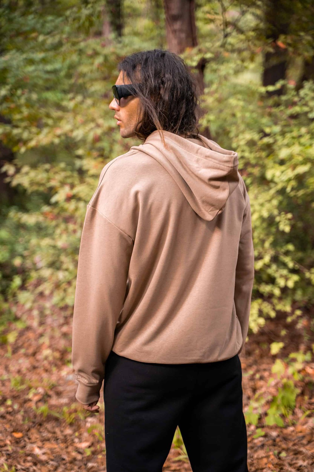 Erkek High Oversize Bej Hoodie