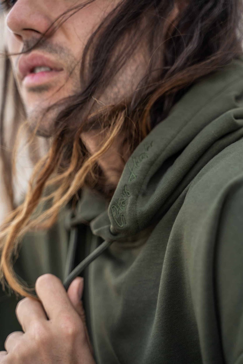 Erkek High Oversize Haki Hoodie