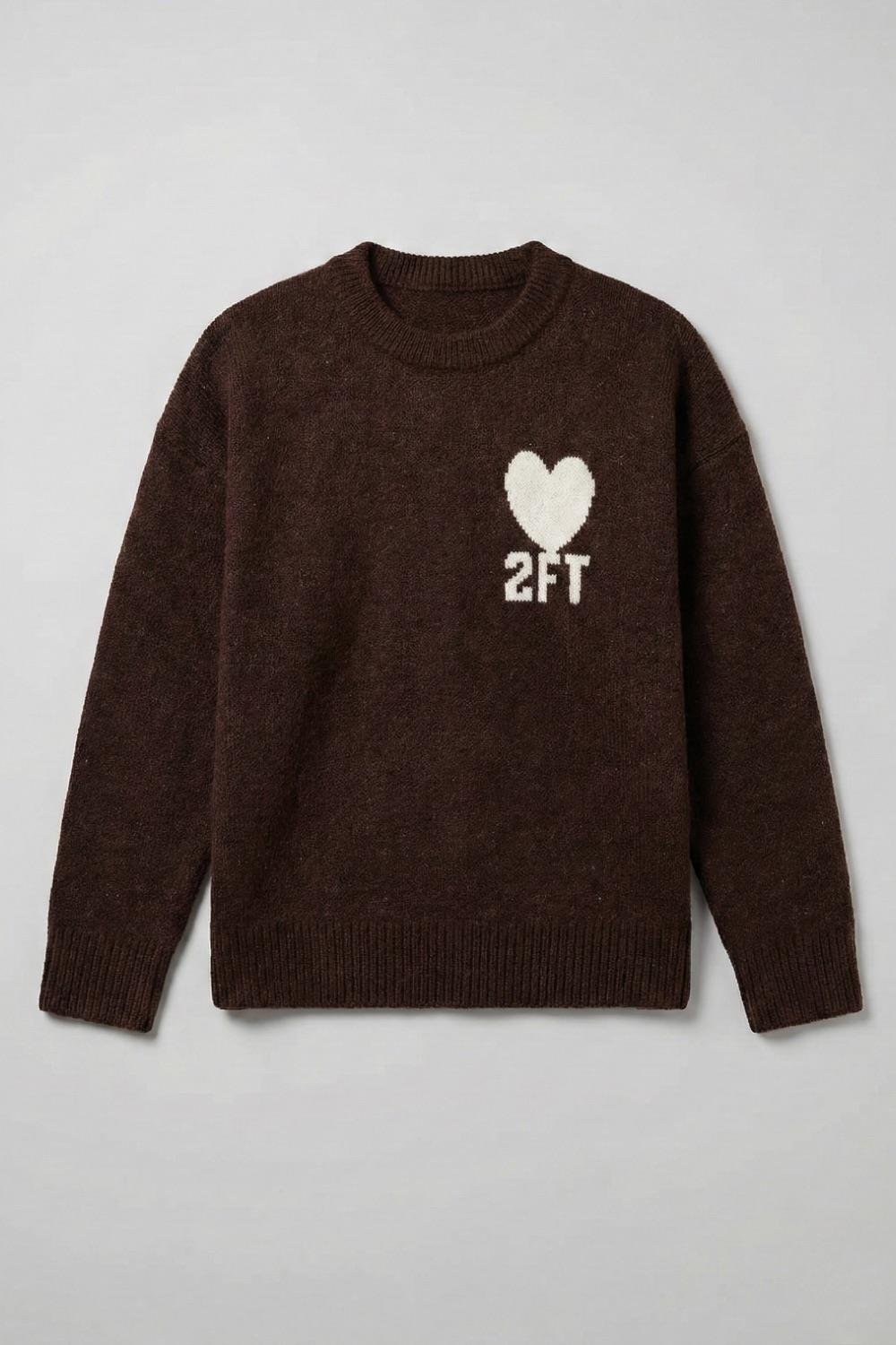 Erkek Kahverengi İşlemeli Oversize Triko