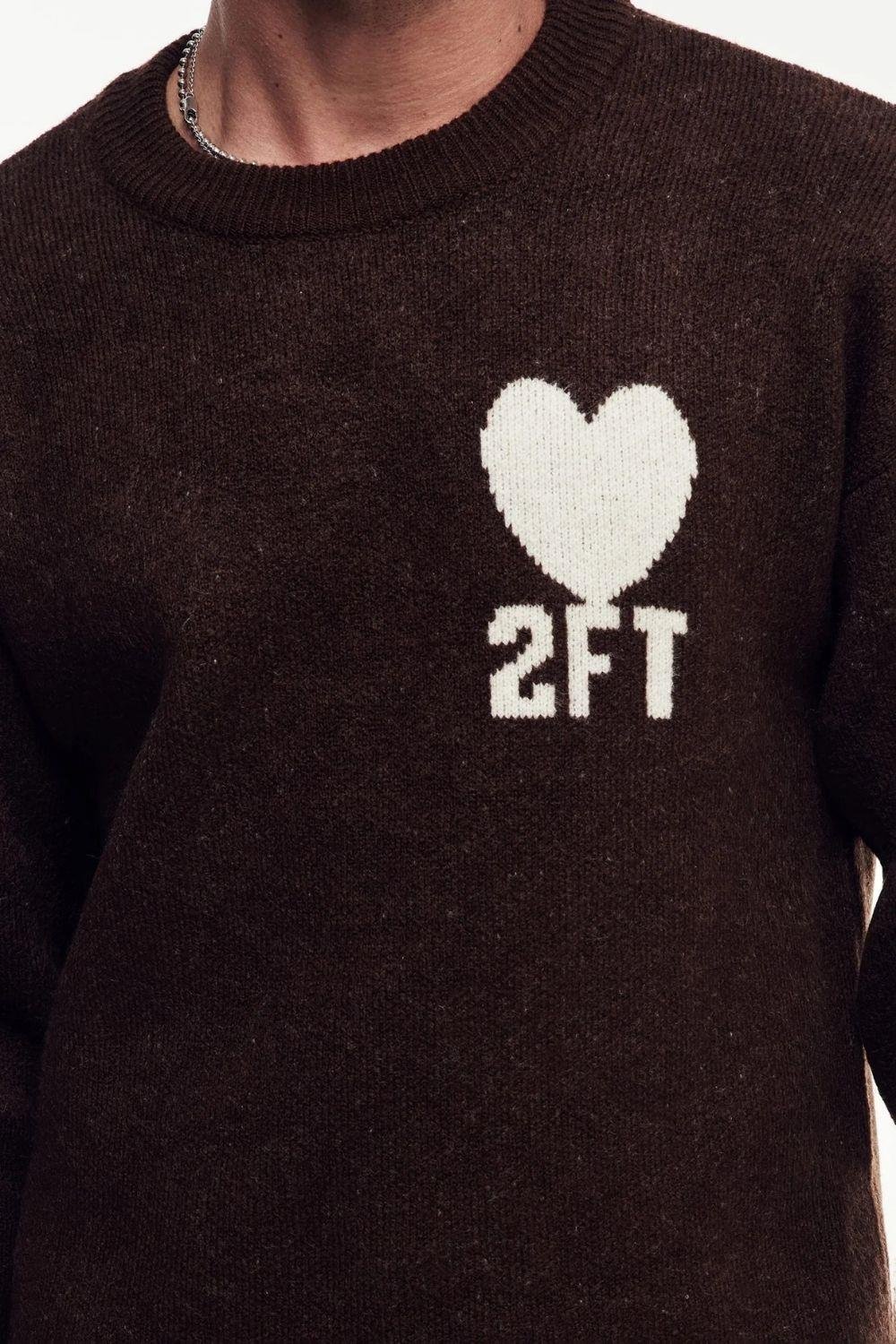 Erkek Kahverengi İşlemeli Oversize Triko