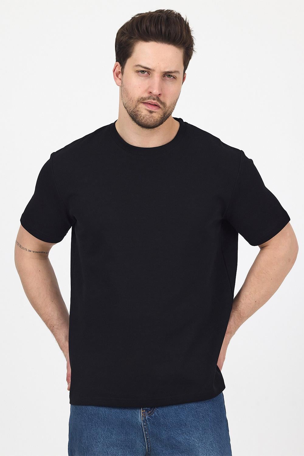 Erkek Kısa Kollu Basic Siyah T-Shirt