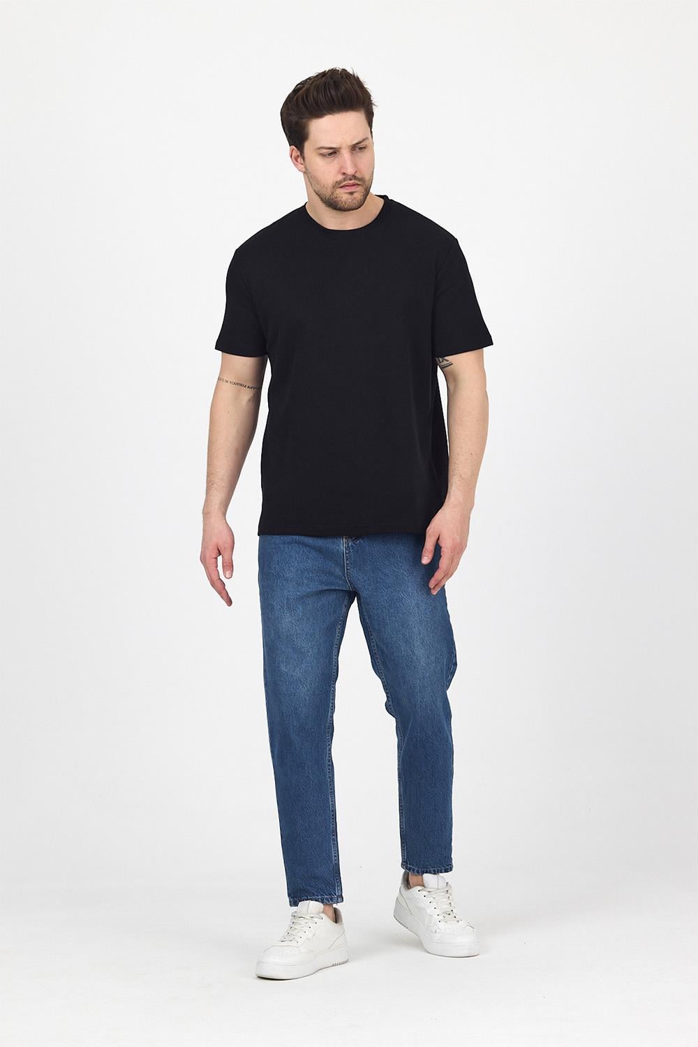 Erkek Kısa Kollu Basic Siyah T-Shirt