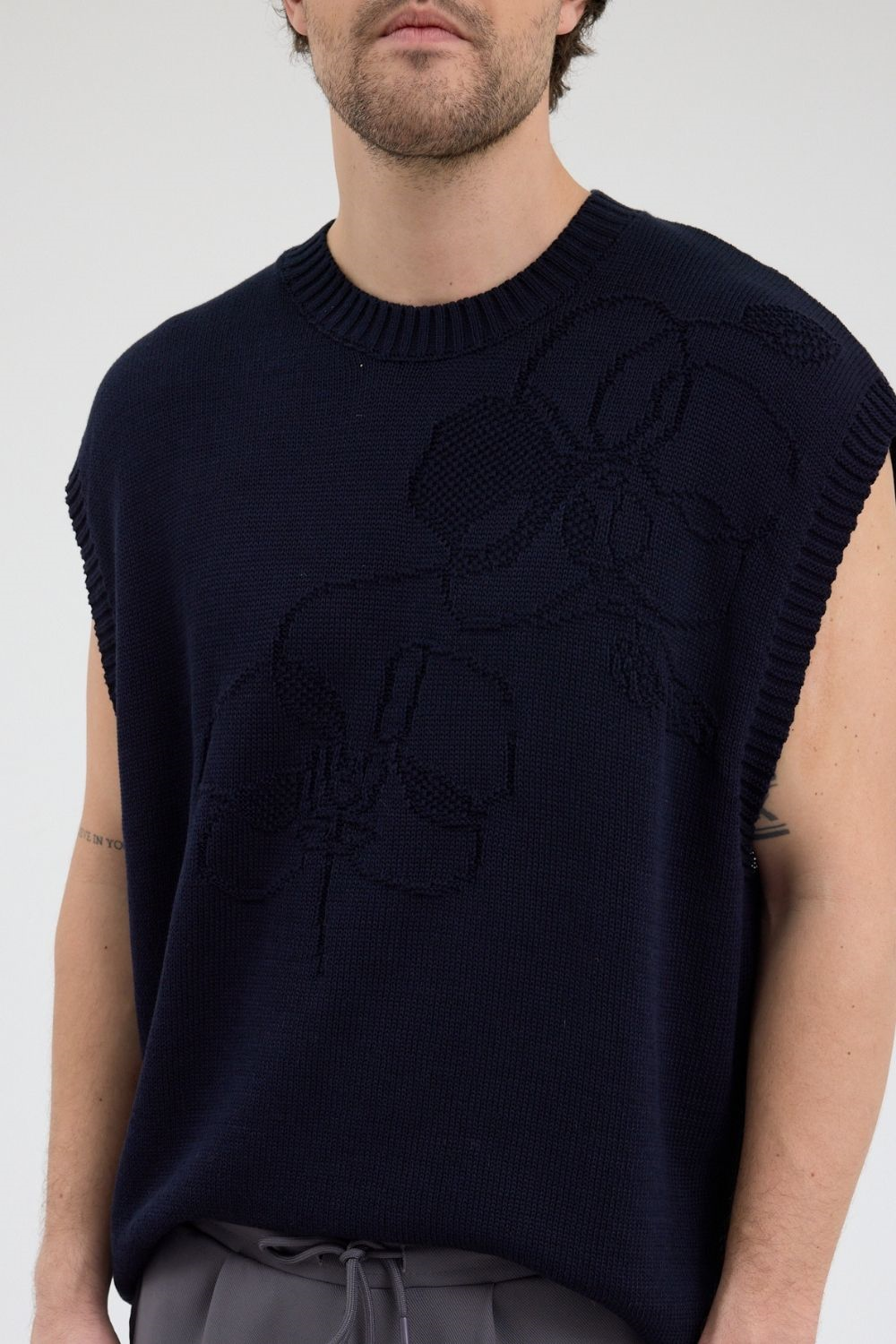 Erkek Lacivert Jakarlı Süveter