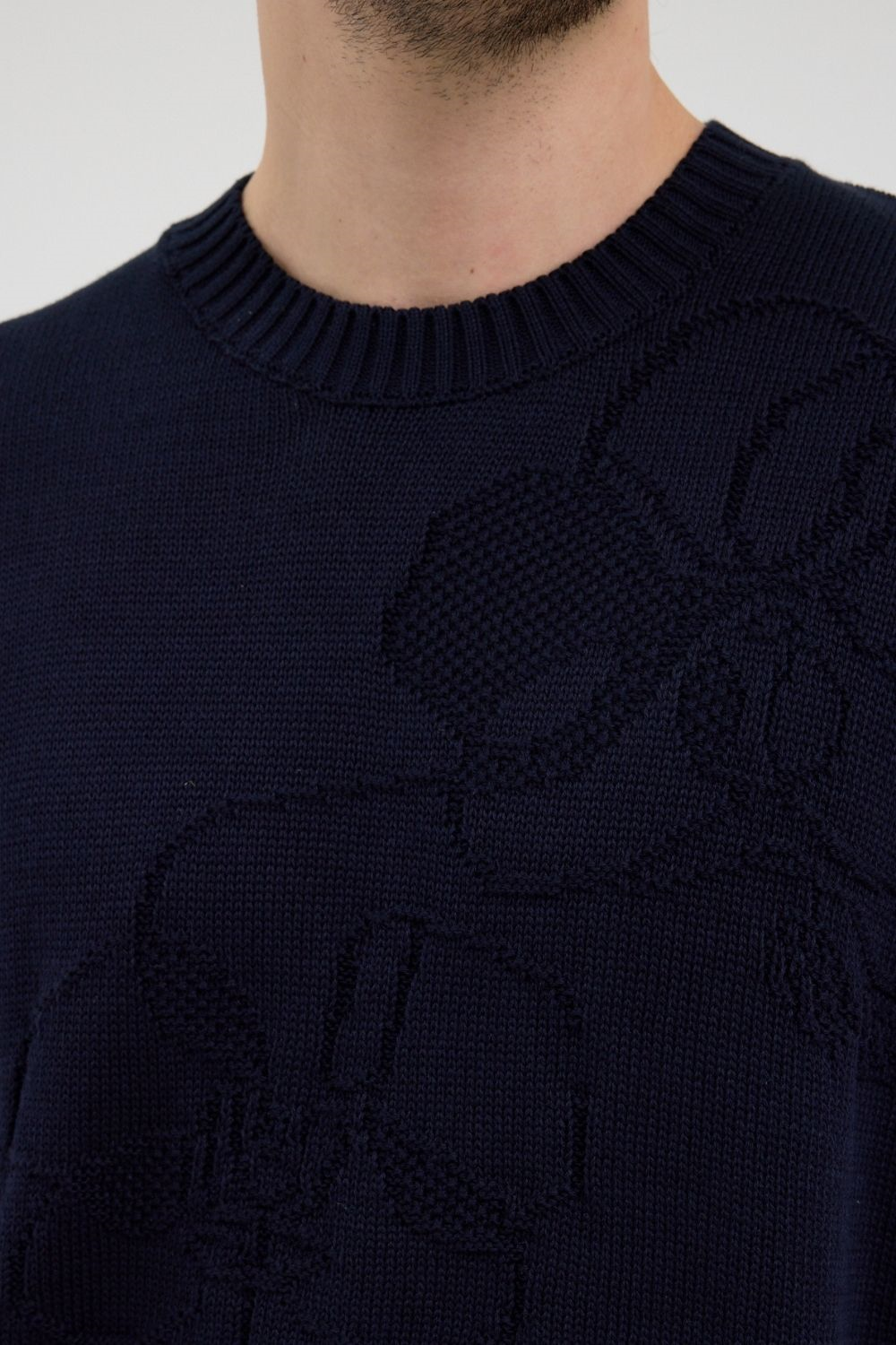 Erkek Lacivert Jakarlı Süveter