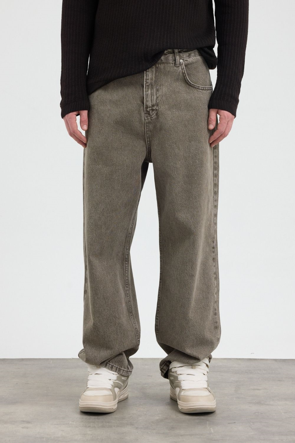 Erkek Loose Fit Haki Kot Pantolon