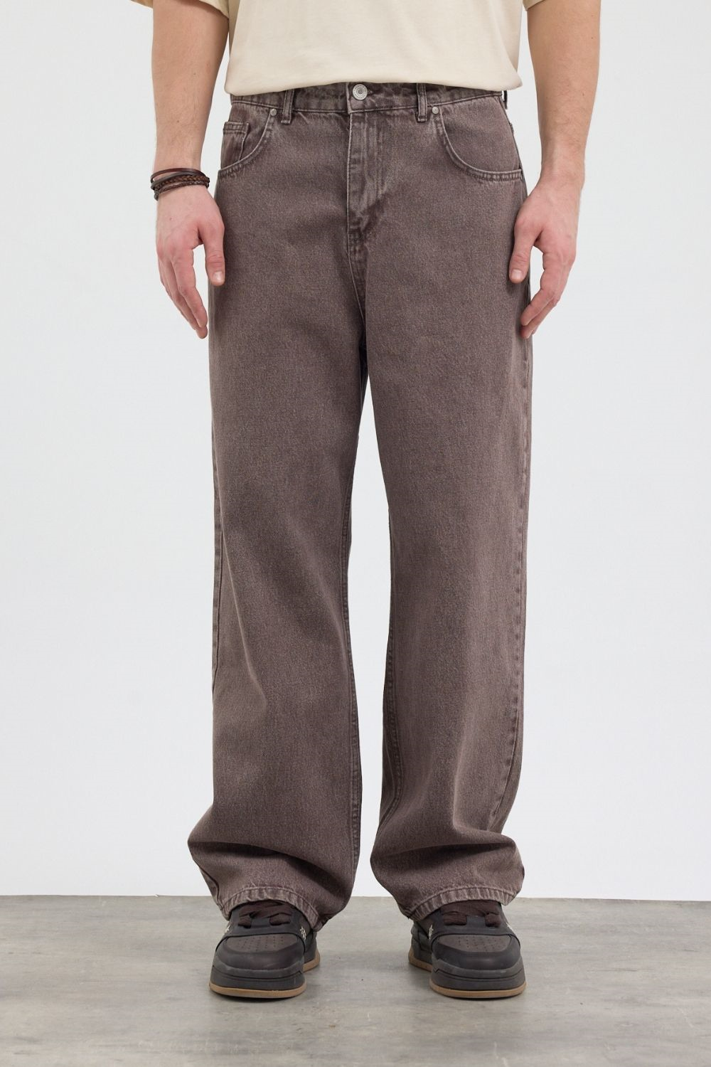 Erkek Loose Fit Kahverengi Pantolon