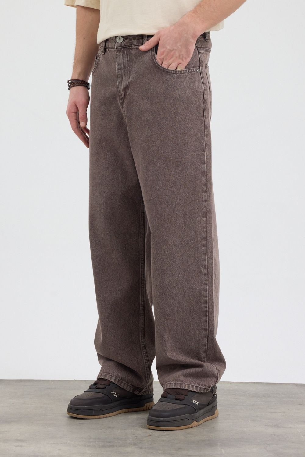 Erkek Loose Fit Kahverengi Pantolon