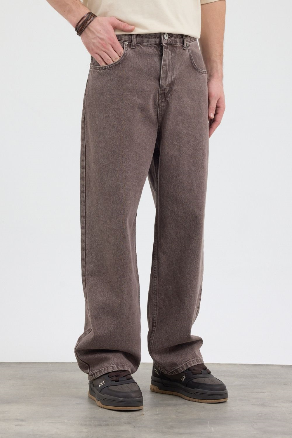 Erkek Loose Fit Kahverengi Pantolon