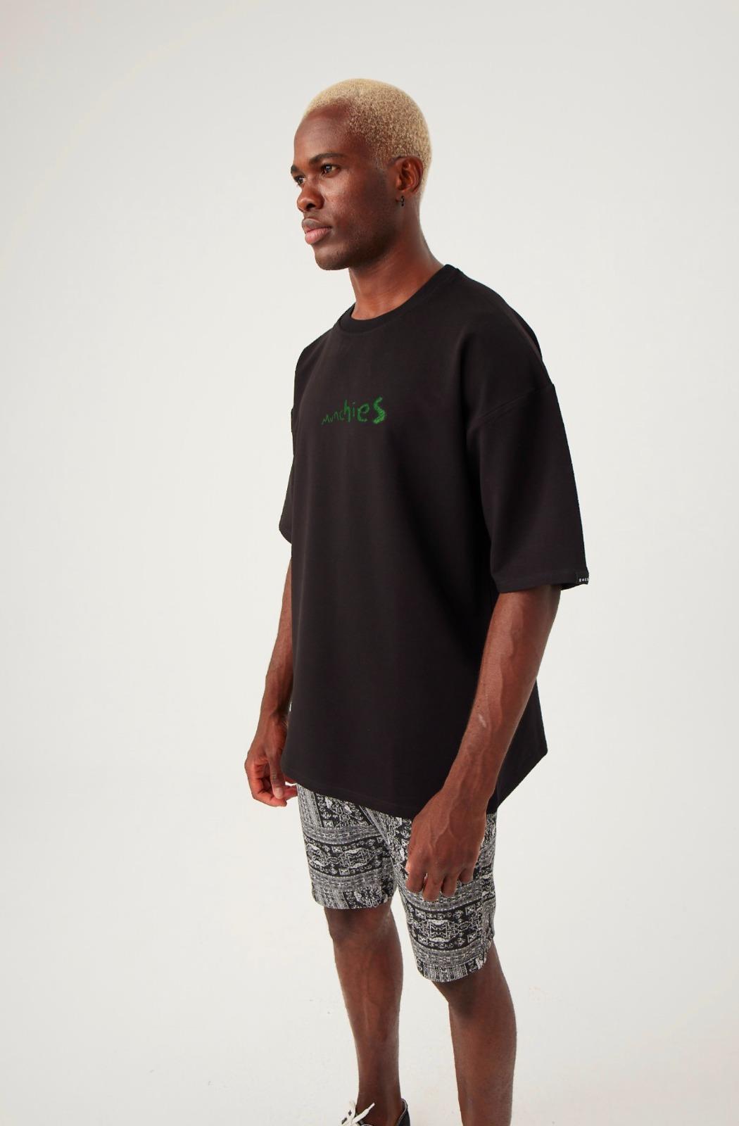 Erkek Munchies Oversize Siyah T-Shirt