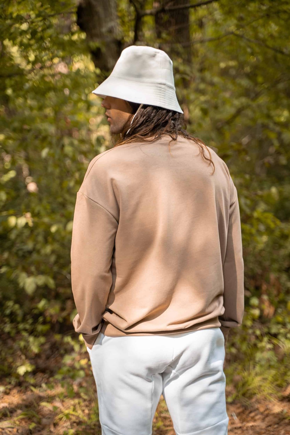 Erkek Oversize Bej Sweatshirt