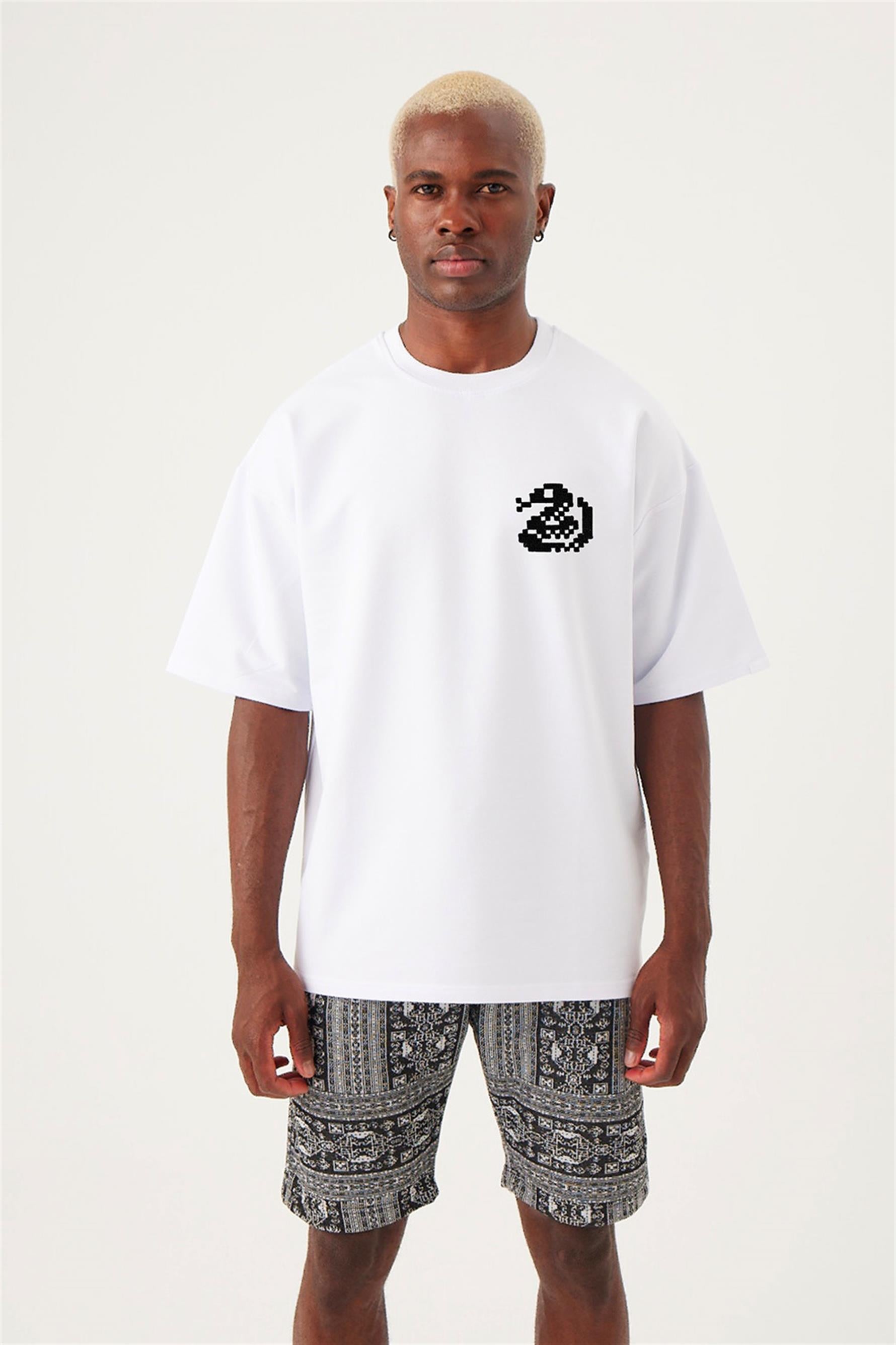 Erkek Oversize Beyaz Meretseger T-shirt
