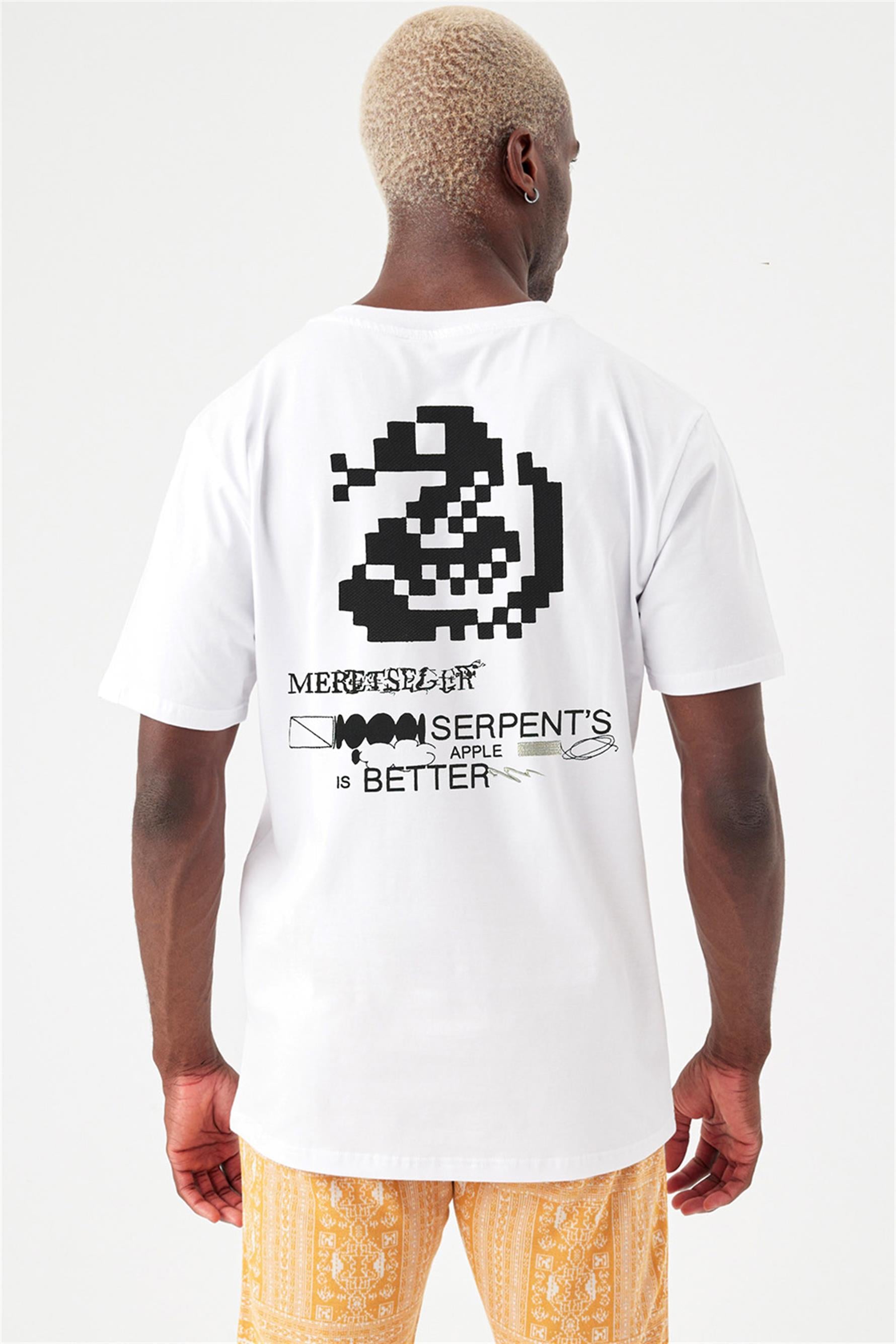 Erkek Oversize Beyaz Meretseger T-shirt
