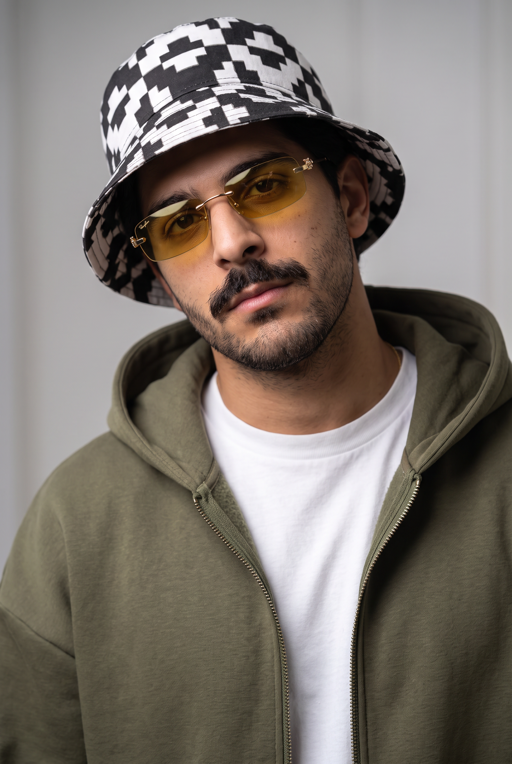 Erkek Oversize Fermuarlı Chill Haki Sweatshirt