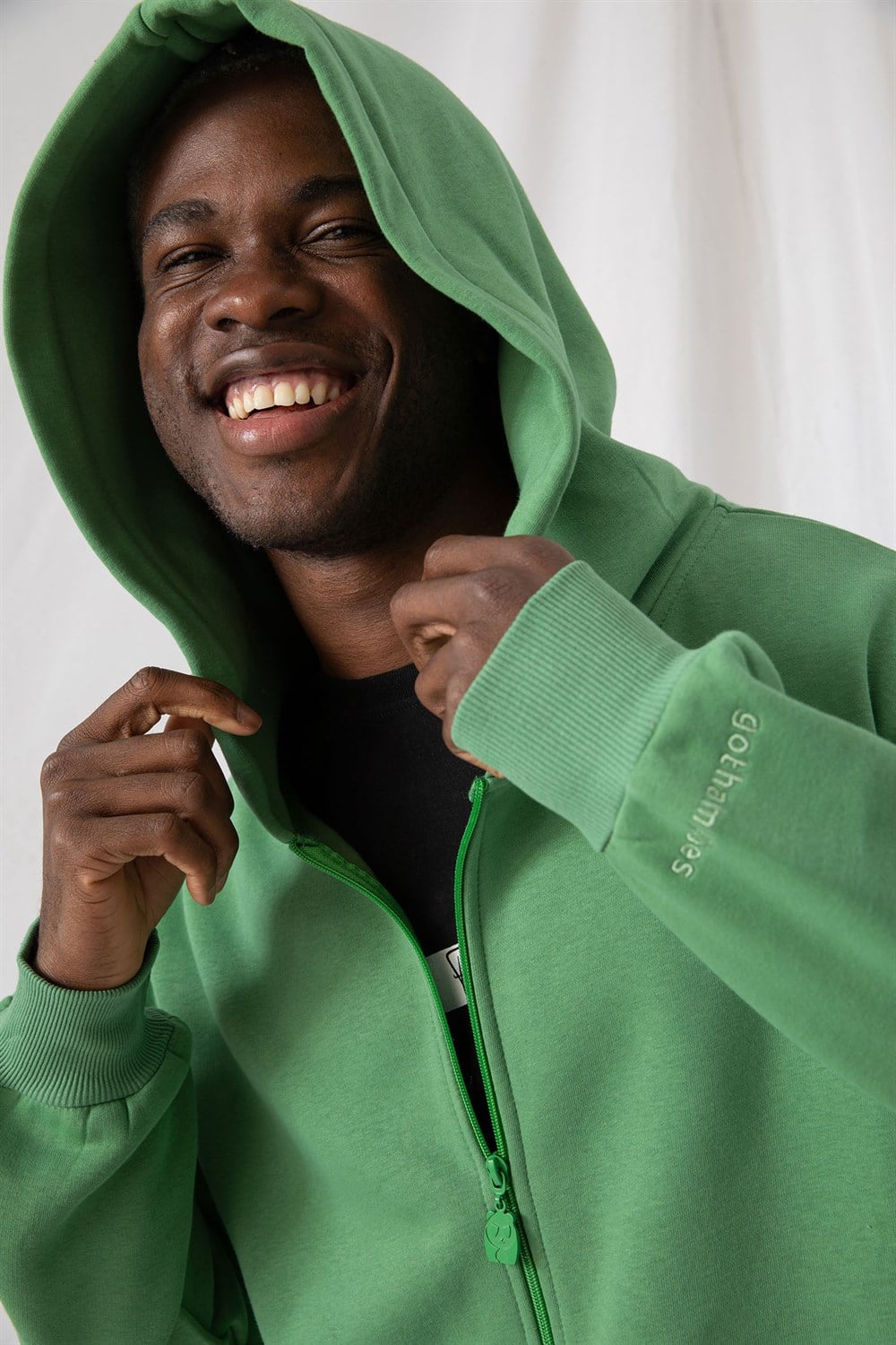 Erkek Oversize Fermuarlı Kapüşonlu Çağla Sweatshirt