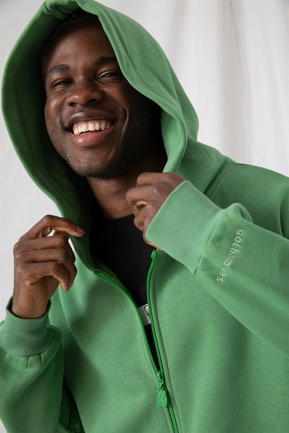 Erkek Oversize Fermuarlı Kapüşonlu Çağla Sweatshirt