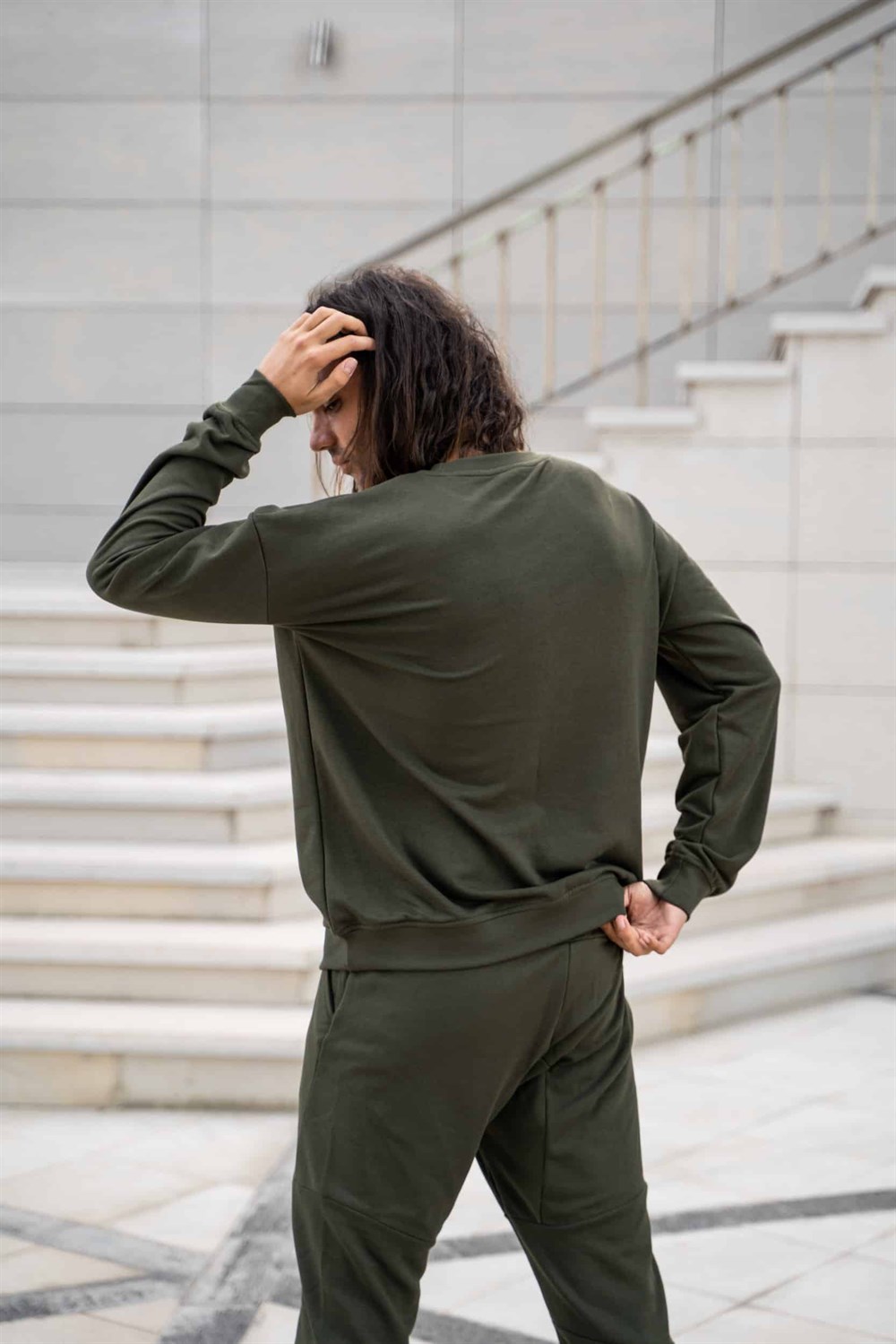 Erkek Oversize Haki Sweatshirt