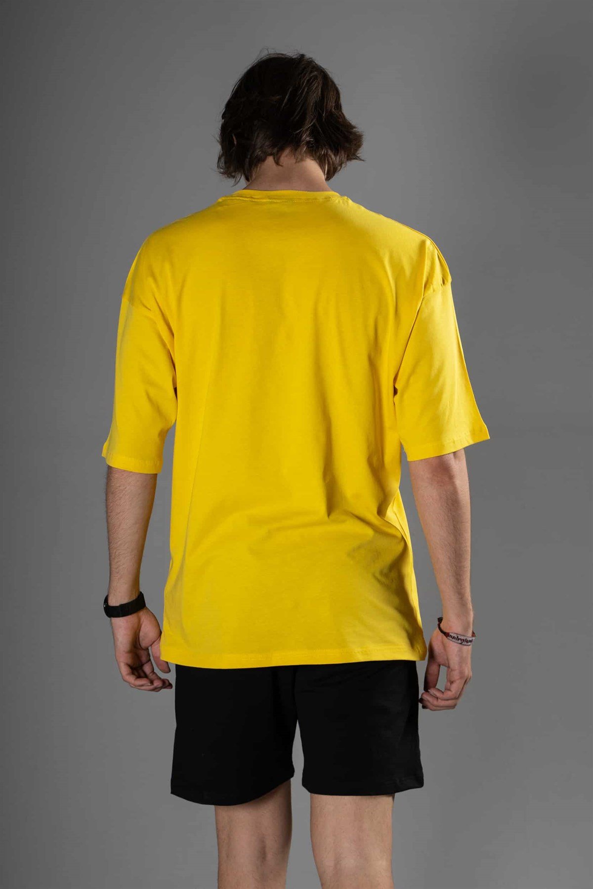 Erkek Oversize Player Sarı T-Shirt