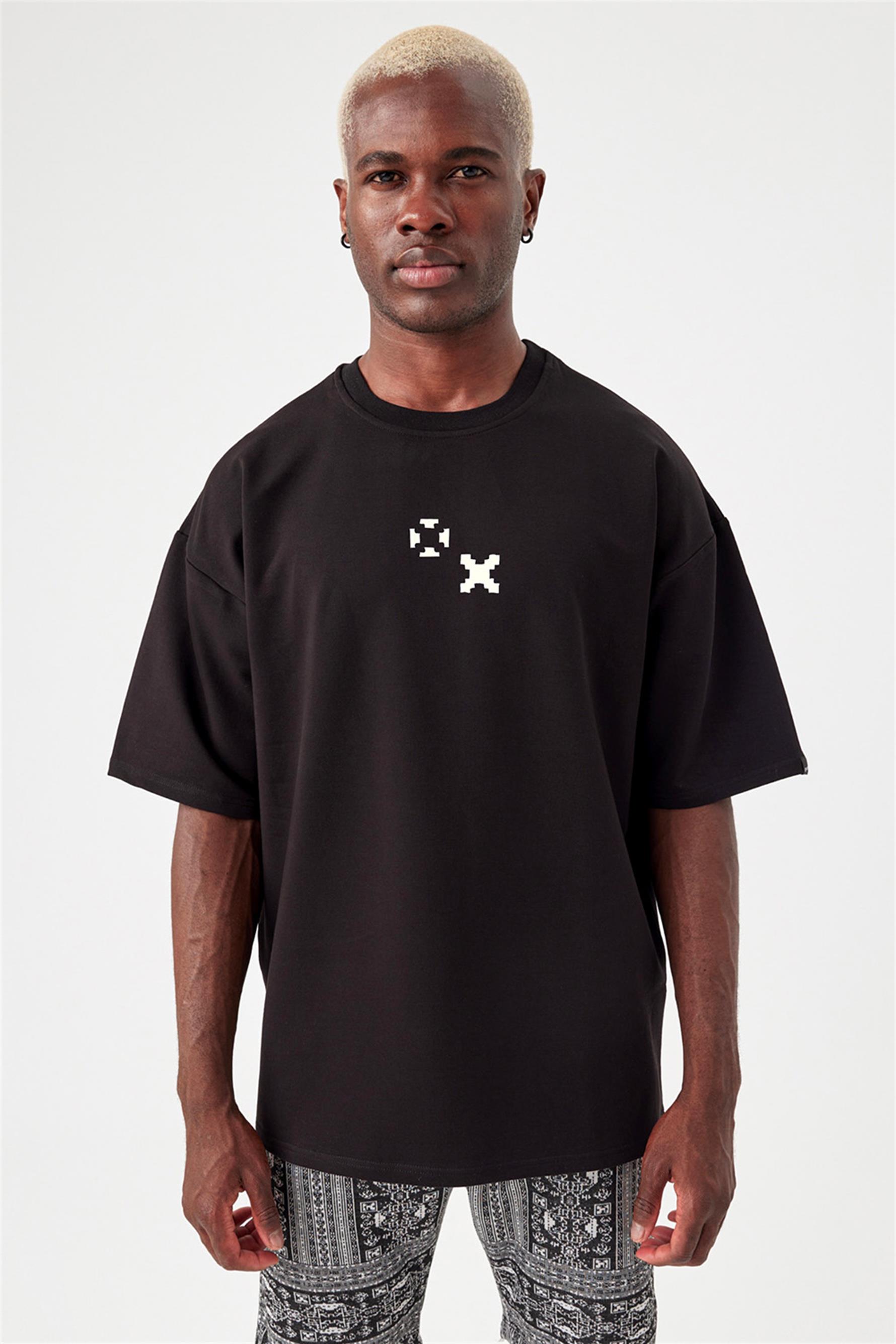 Erkek Oversize Siyah Gamer T-shirt