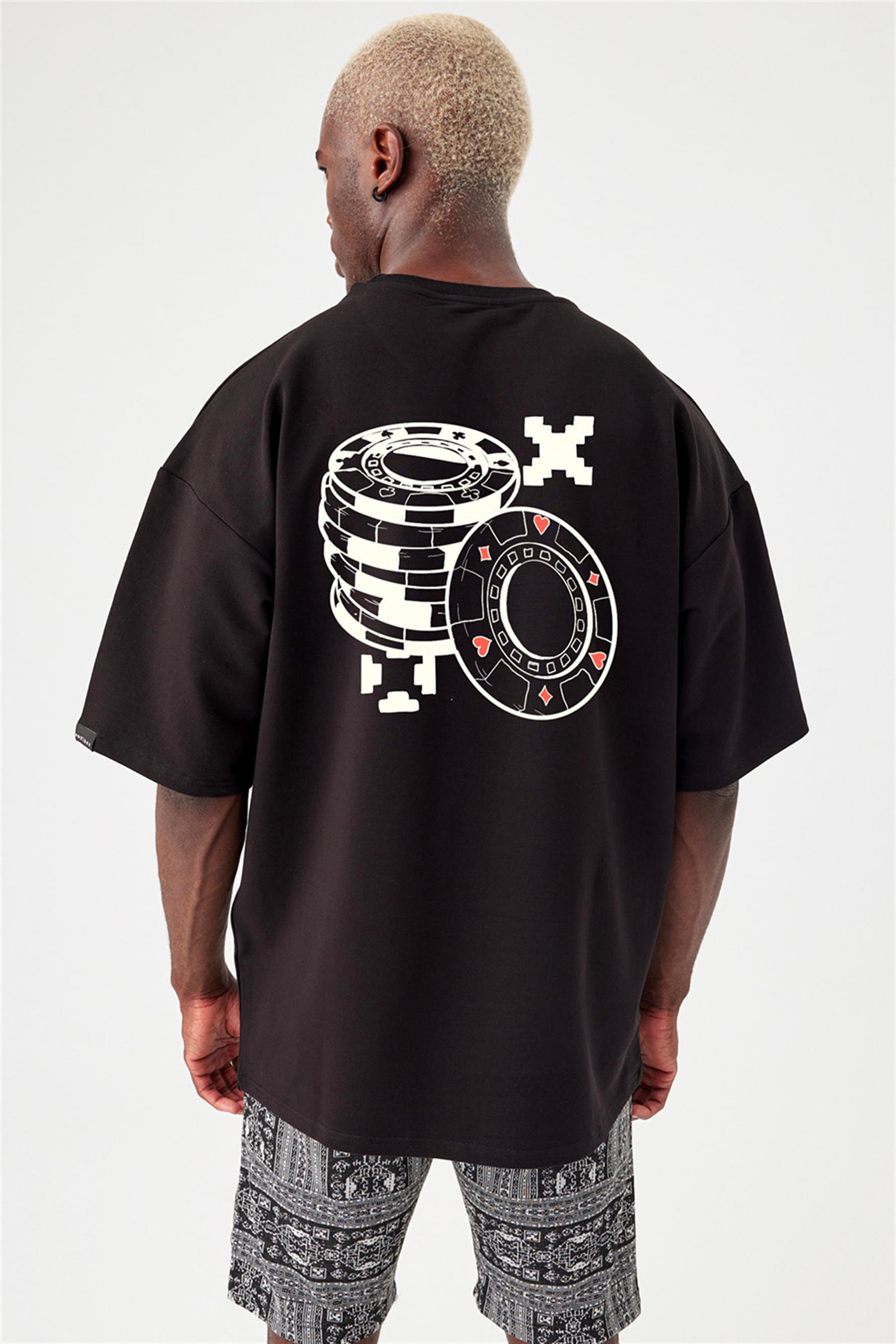 Erkek Oversize Siyah Gamer T-shirt