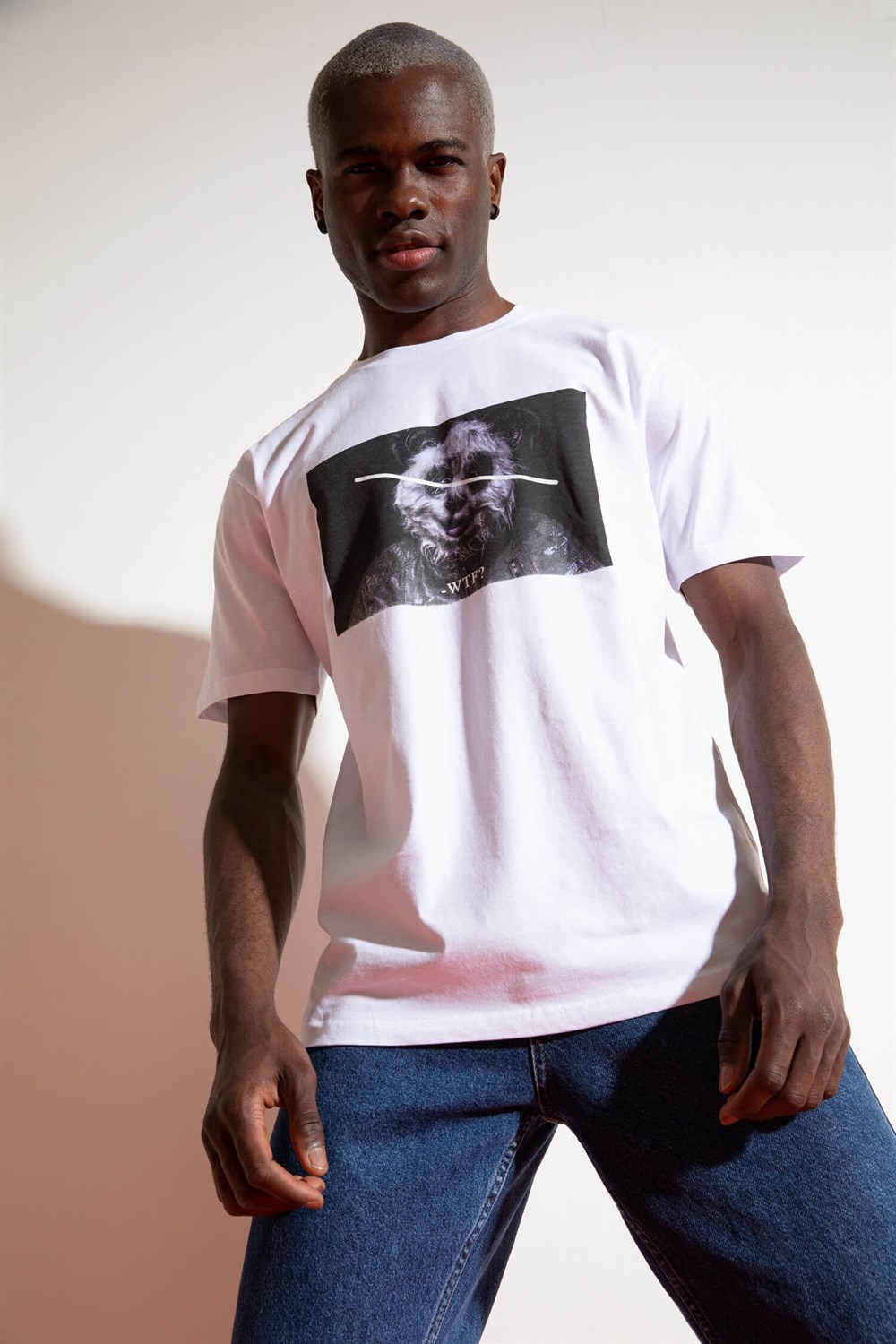 Erkek Panda Beyaz T-Shirt