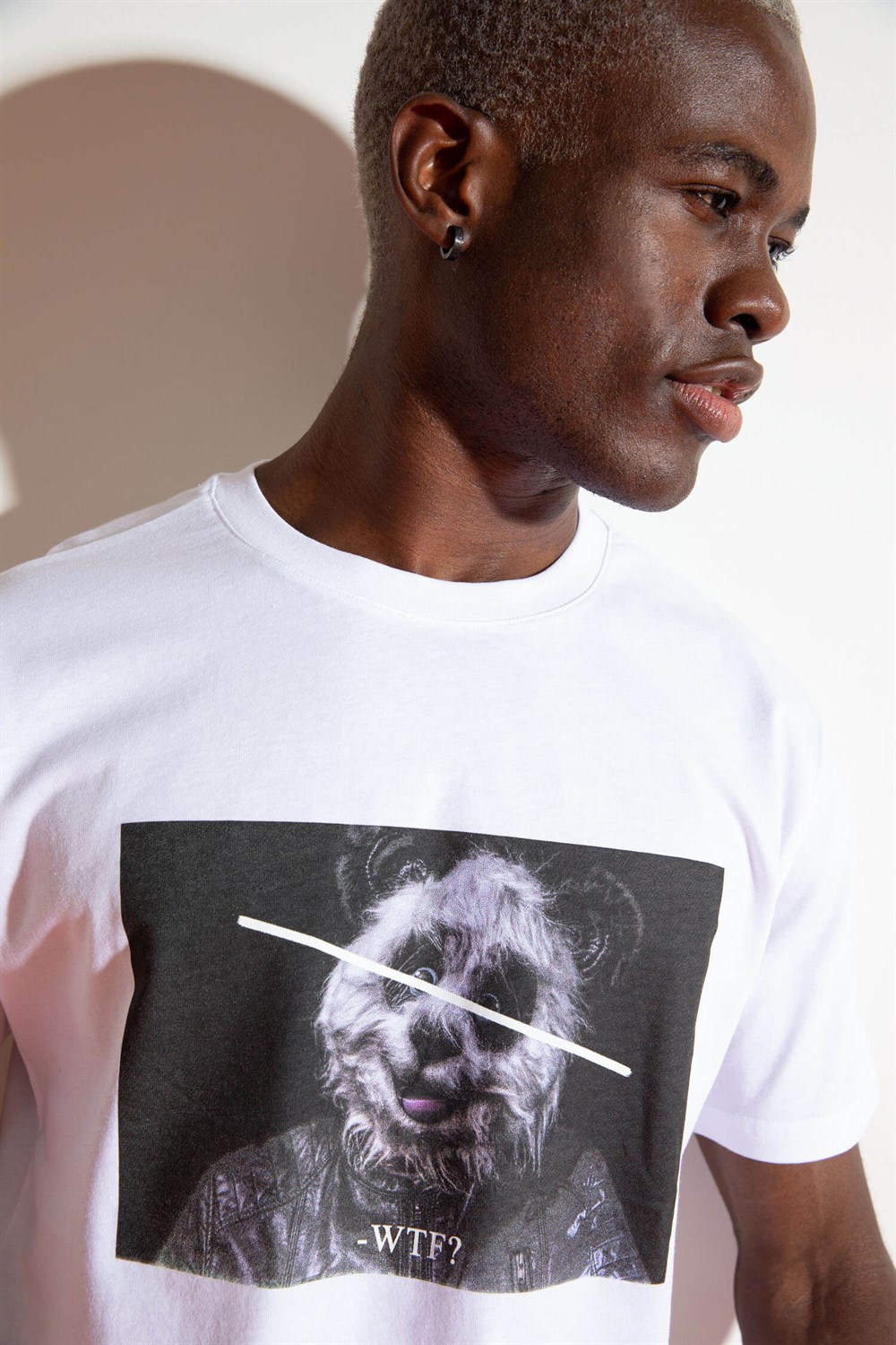 Erkek Panda Beyaz T-Shirt
