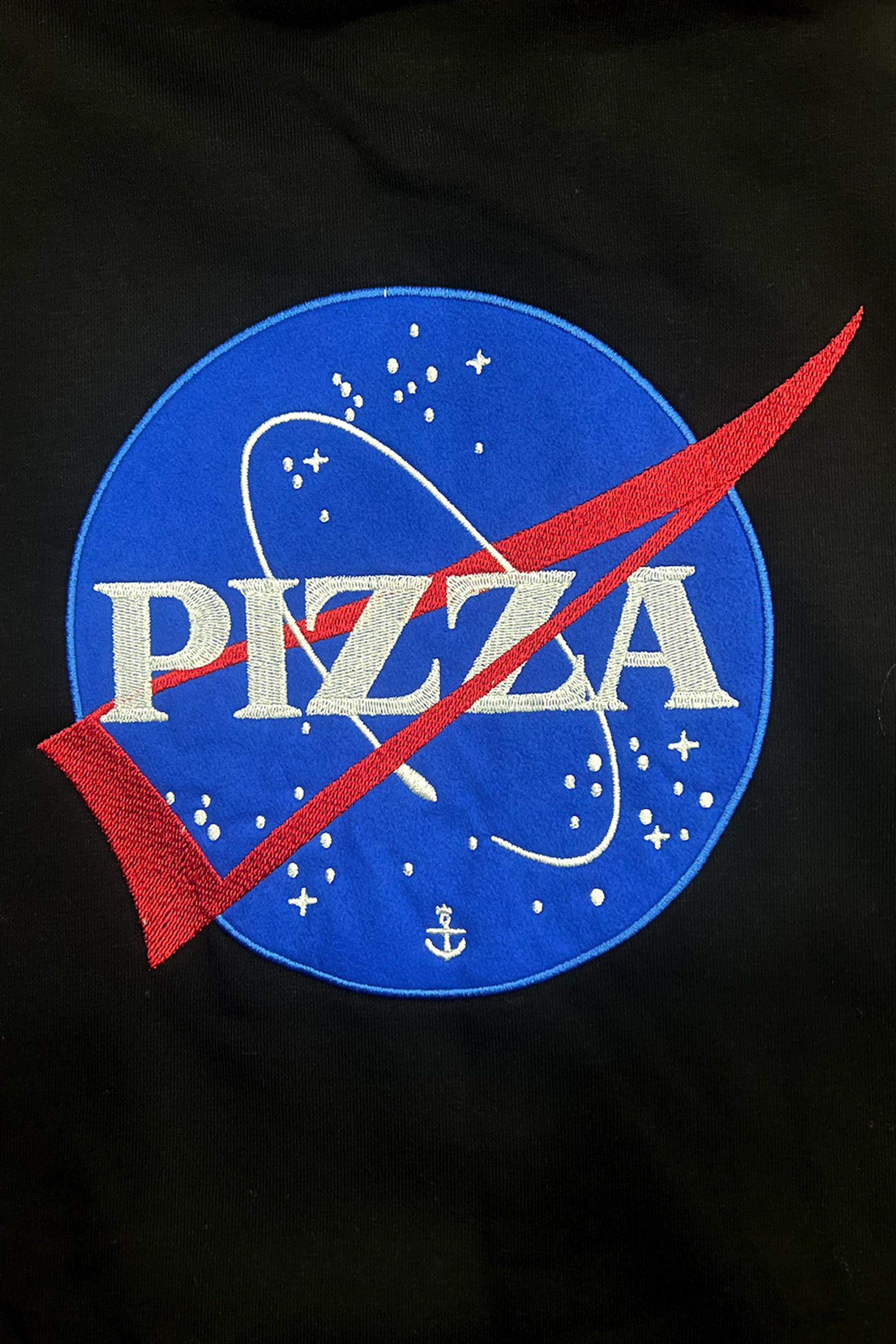 Erkek Pizza Baskılı Siyah Sweatshirt