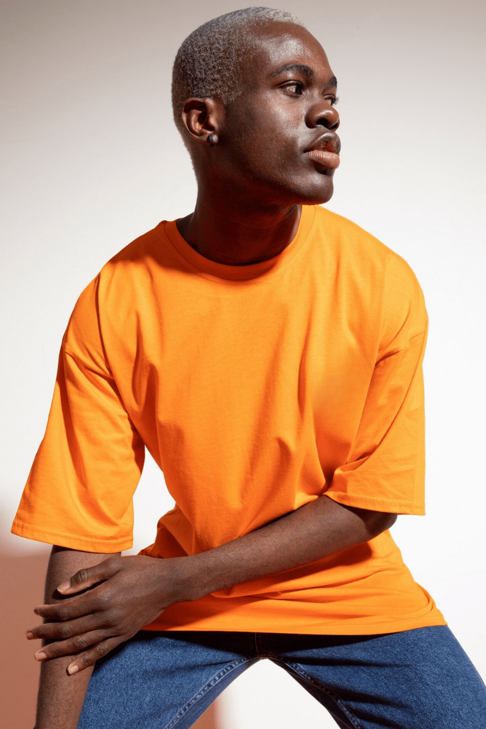 Erkek Plain Oversize Turuncu T-Shirt
