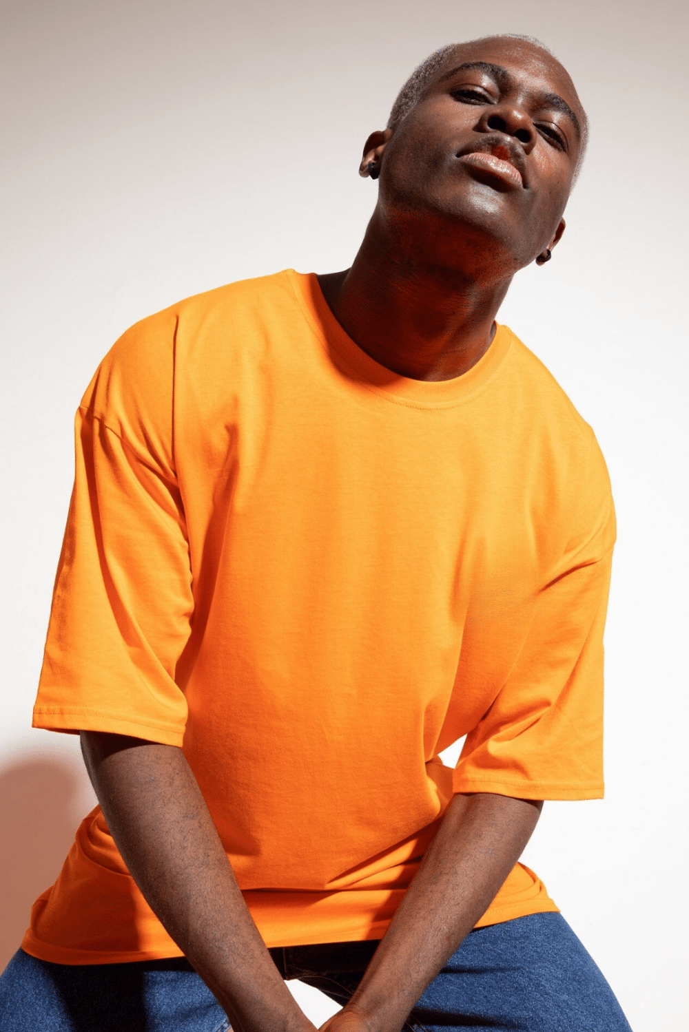 Erkek Plain Oversize Turuncu T-Shirt