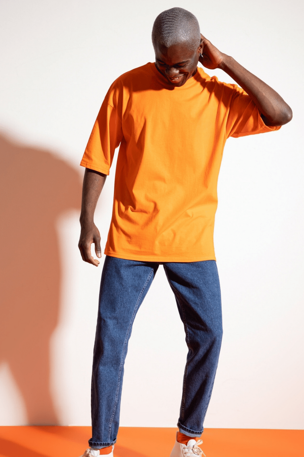 Erkek Plain Oversize Turuncu T-Shirt