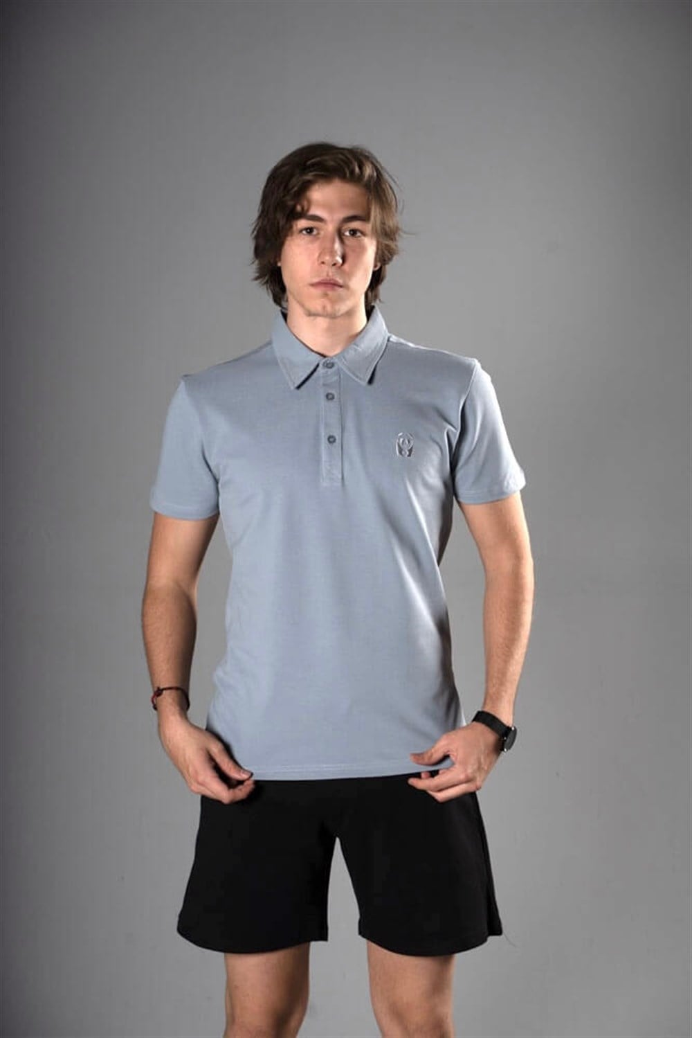 Erkek Polo Yaka Gri T-Shirt