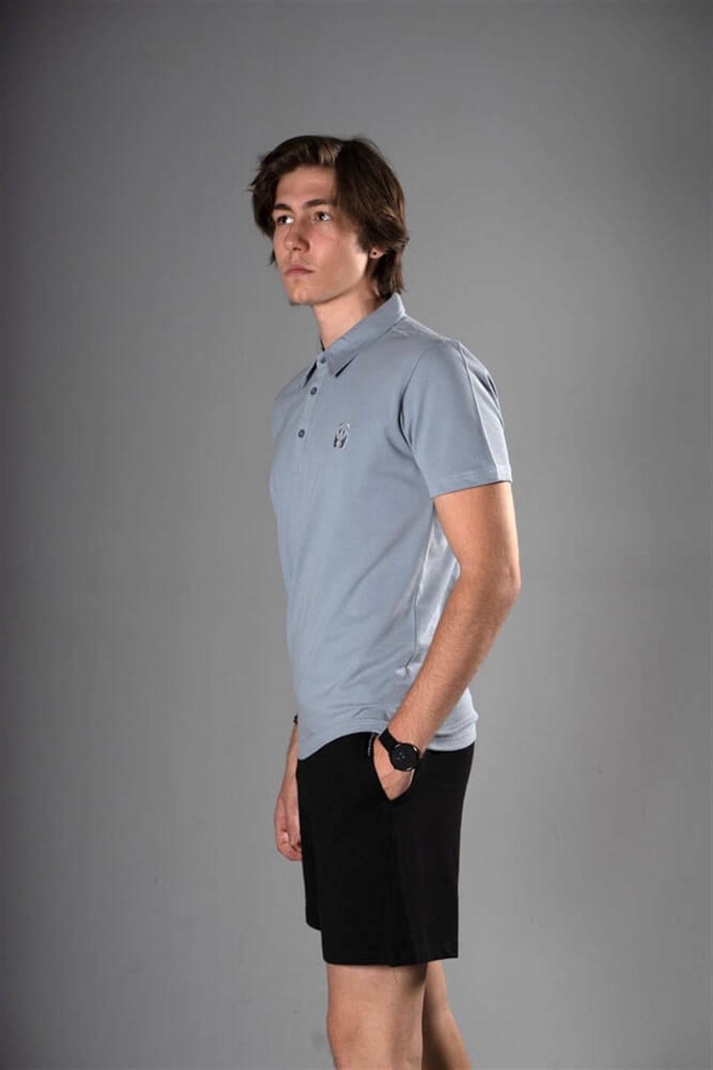 Erkek Polo Yaka Gri T-Shirt