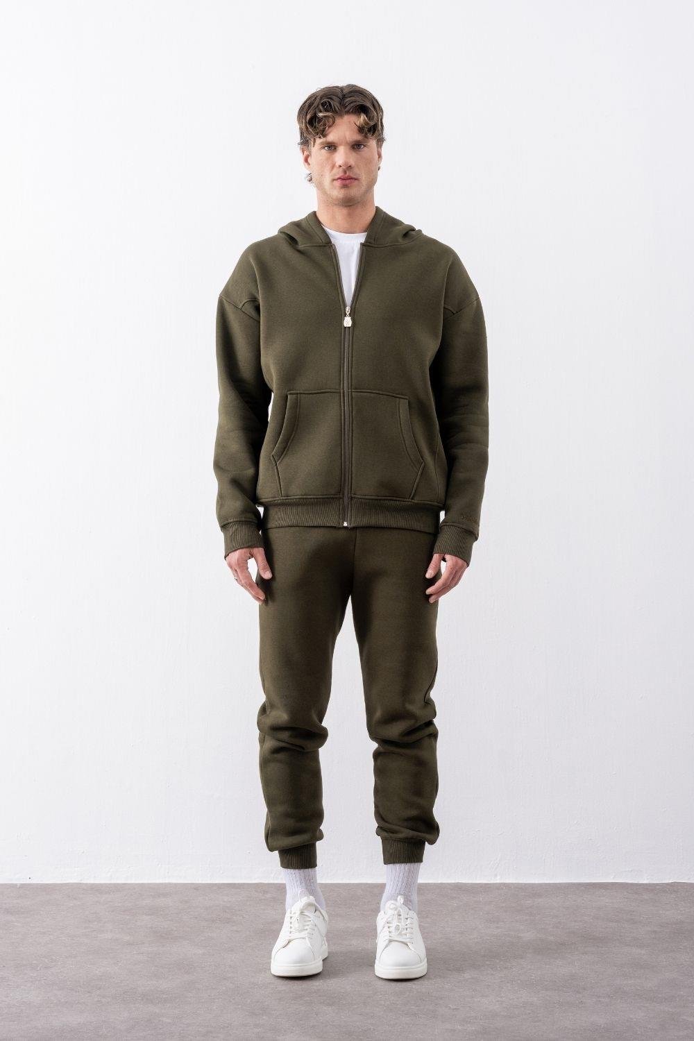 Erkek Rahat Kesim Haki Eşofman Alt