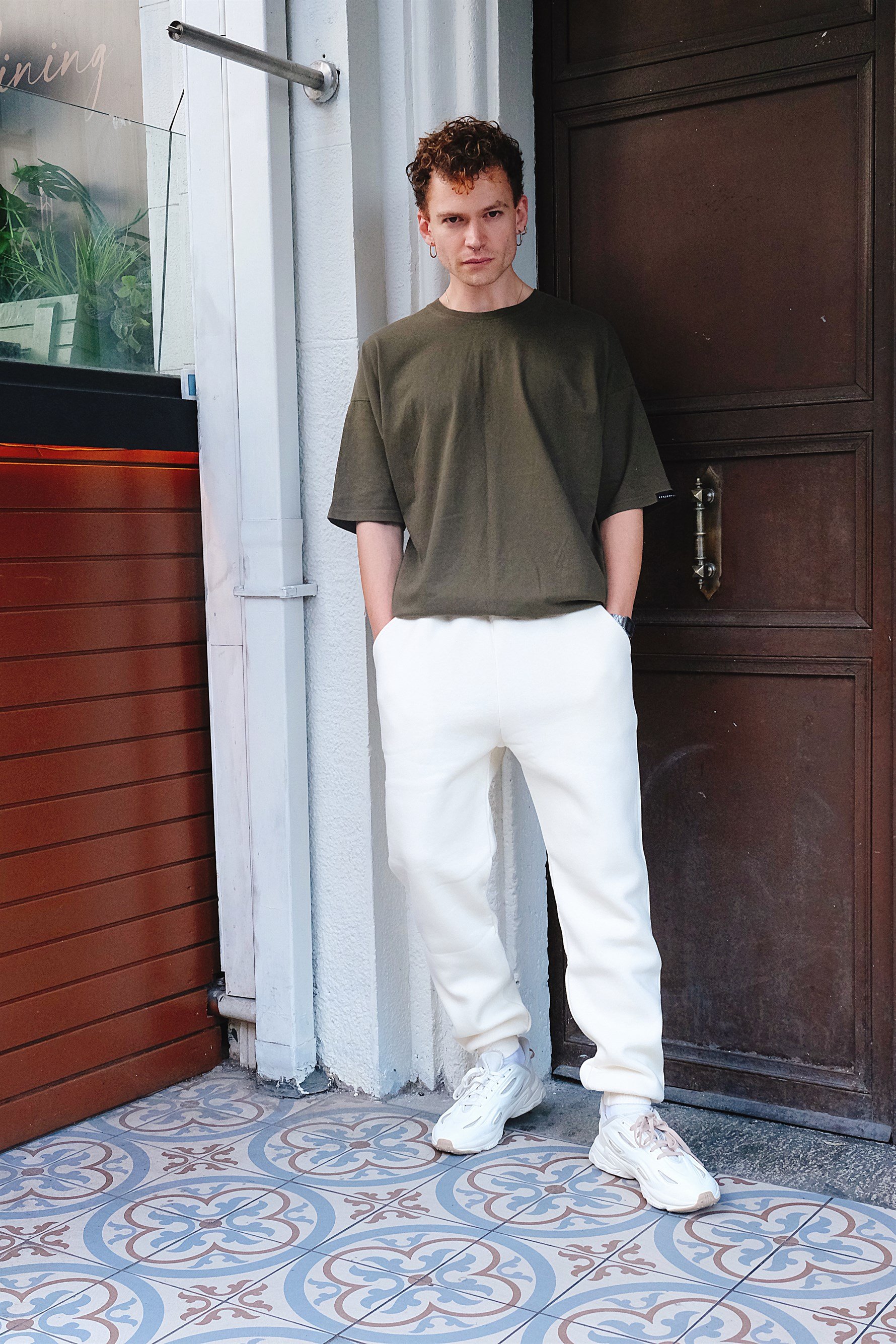 Erkek Rahat Kesim Krem Eşofman Alt