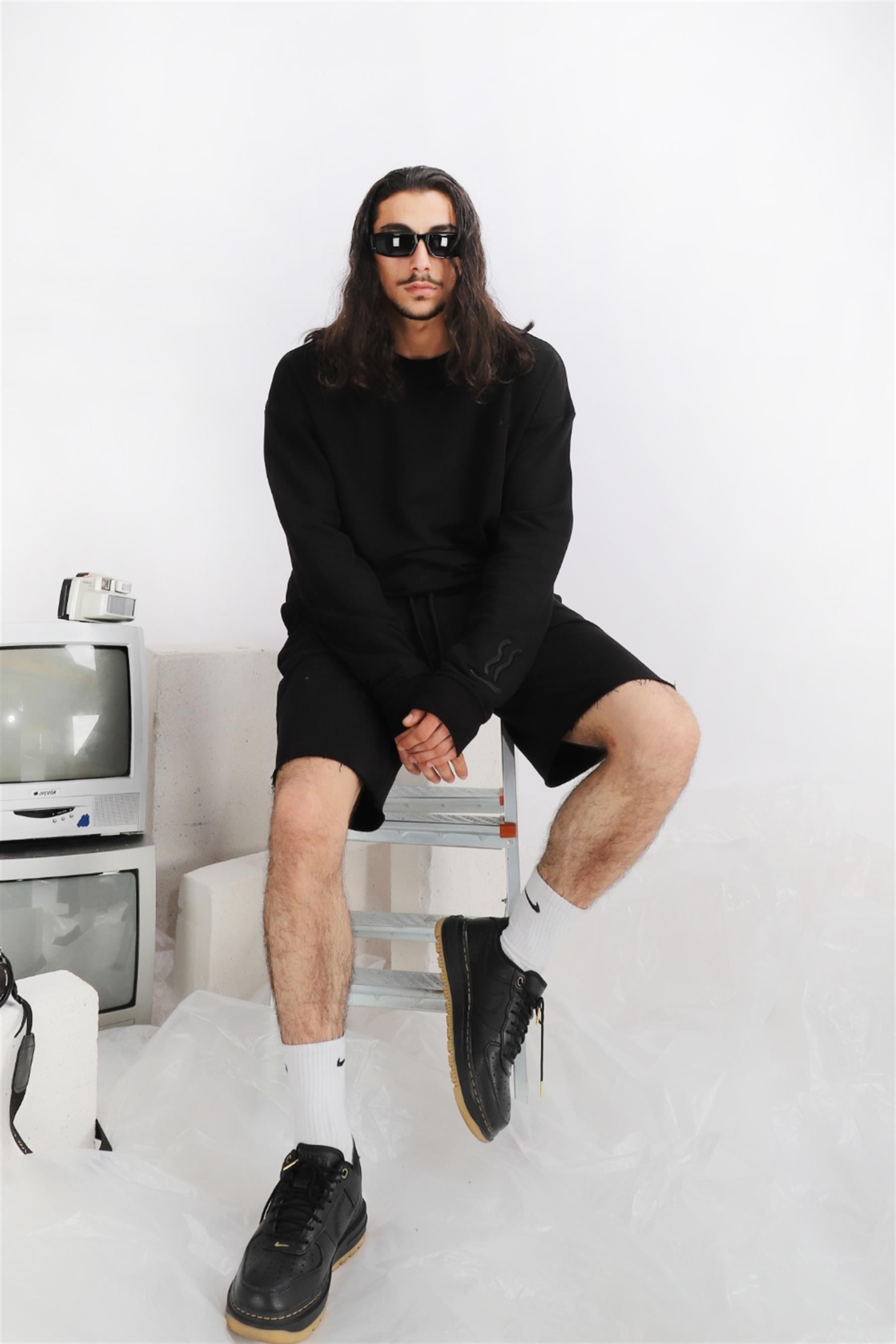 Erkek Reencarnation Oversize Siyah Sweatshirt
