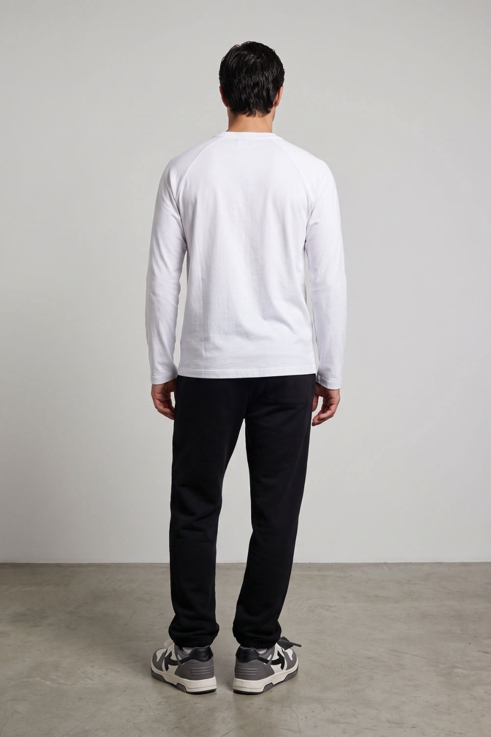 Erkek Reglan Uzun Kollu Beyaz T-Shirt