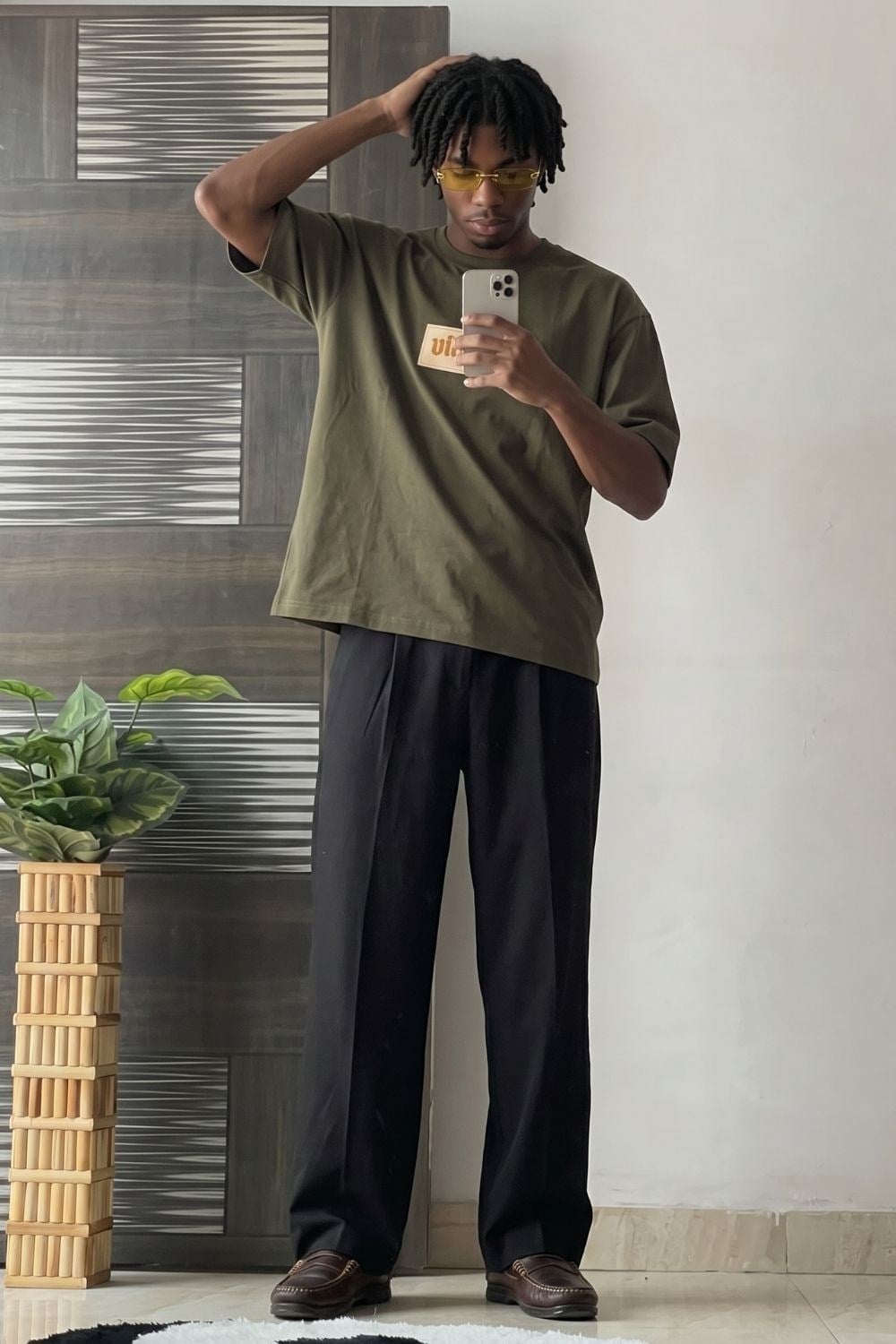 Erkek Relaxed 013 Oversize Haki T-Shirt