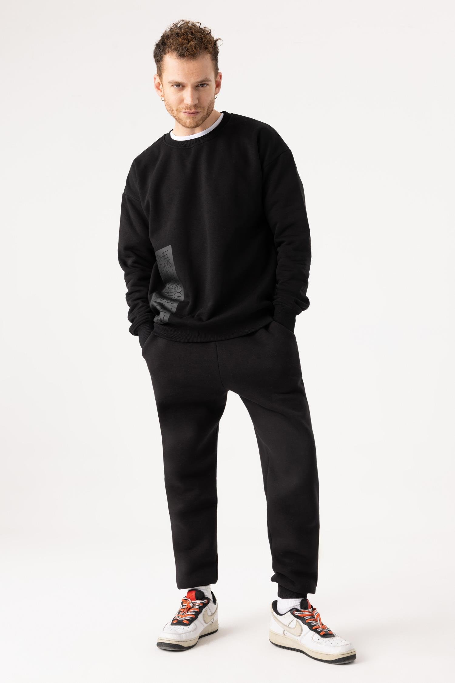 Erkek Remember Oversize Siyah Sweatshirt