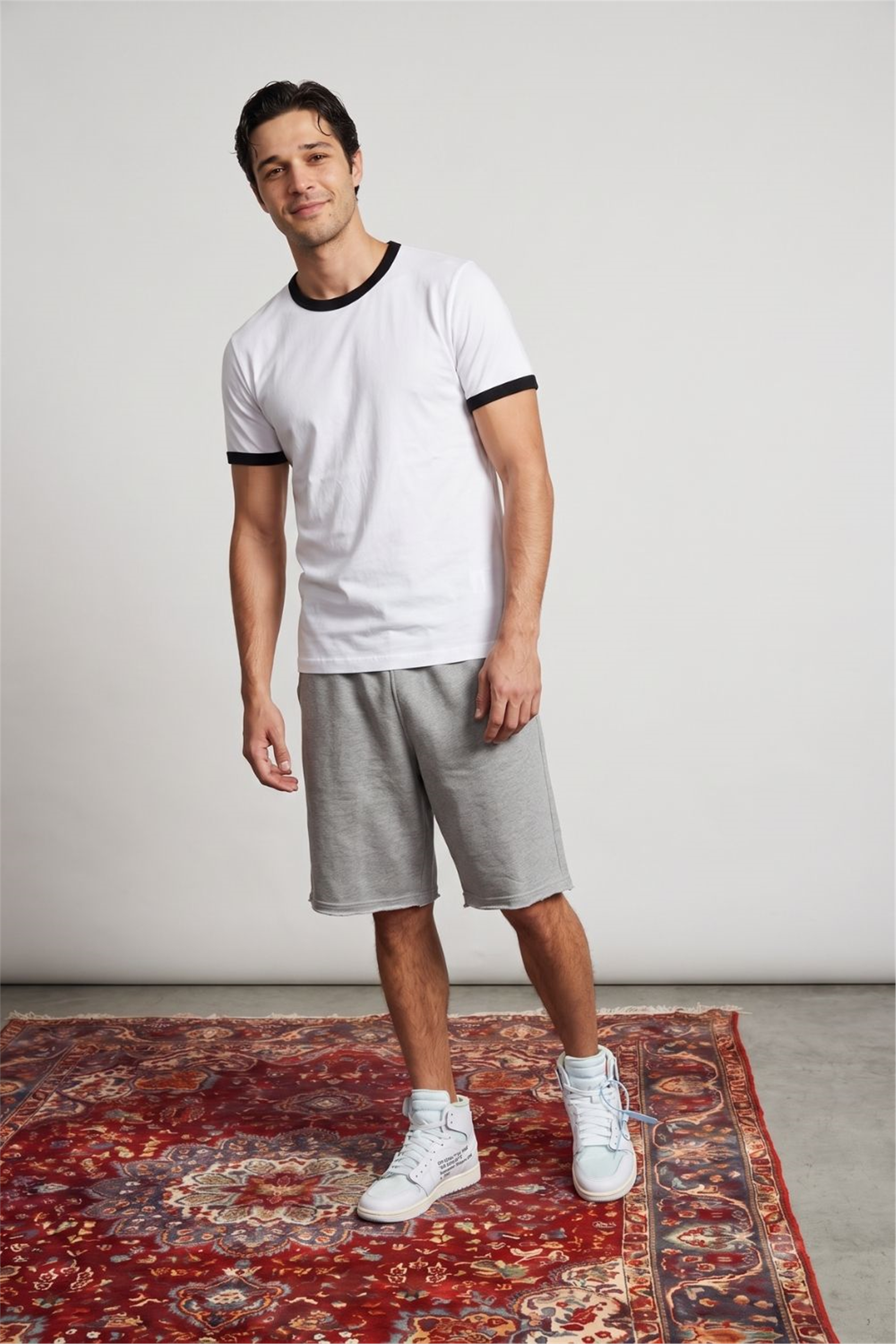 Erkek Ringer Beyaz T-Shirt