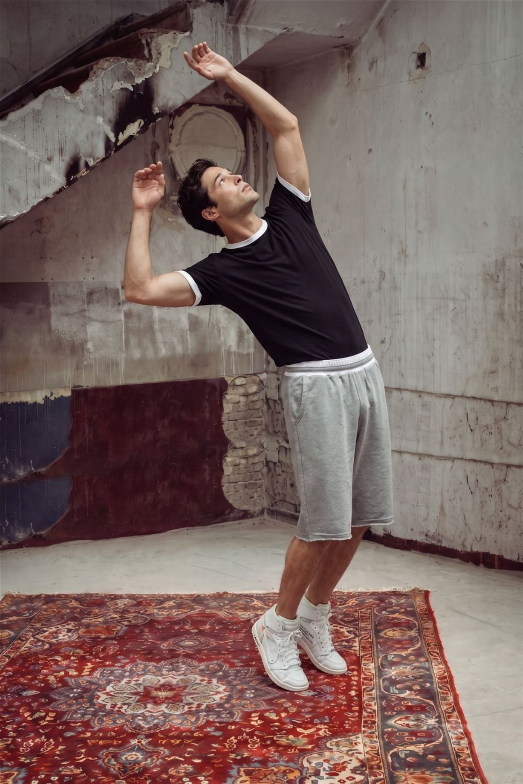 Erkek Ringer Siyah T-Shirt